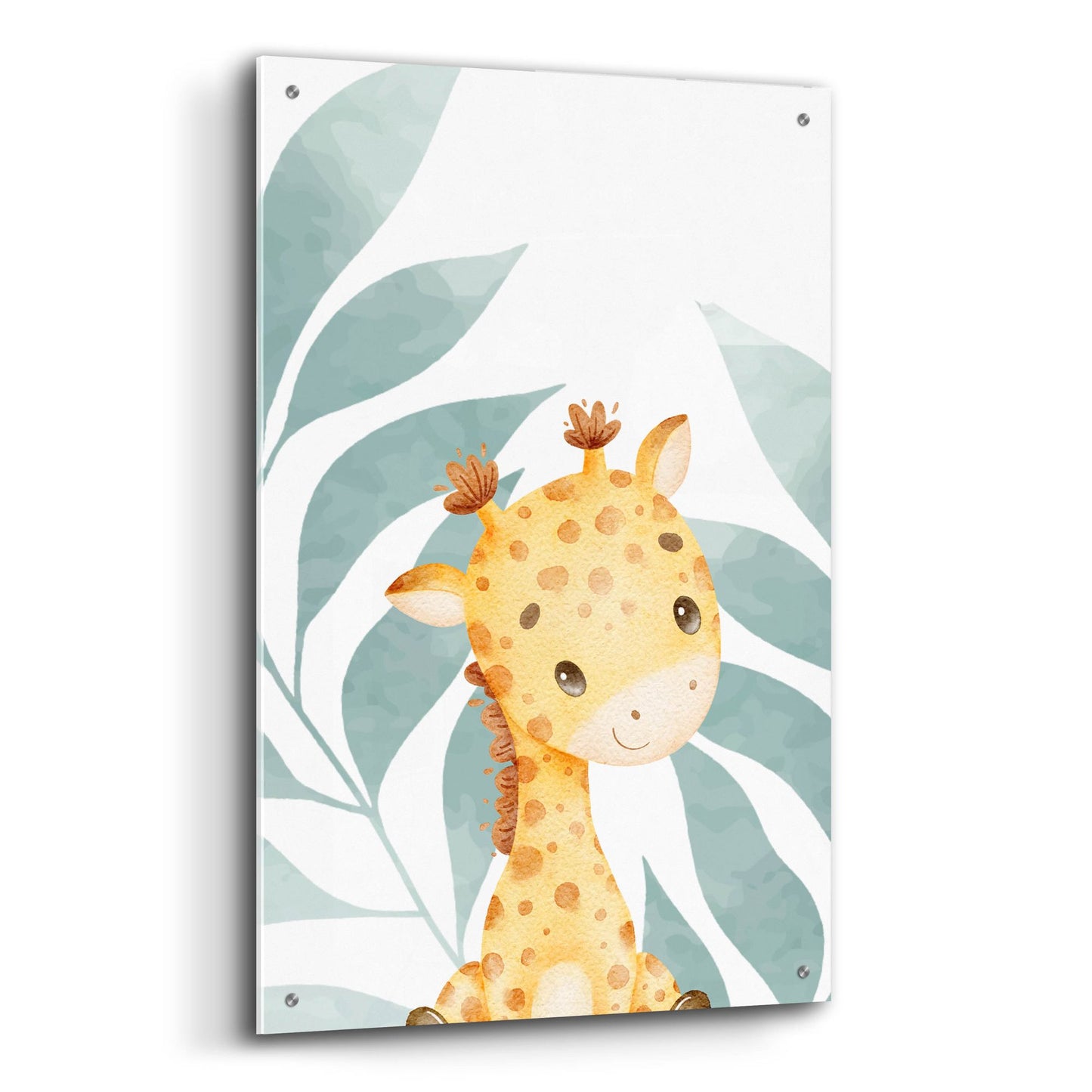 Epic Art 'Safari Baby Giraffe' by Petals Prints Design, Acrylic Glass Wall Art,24x36
