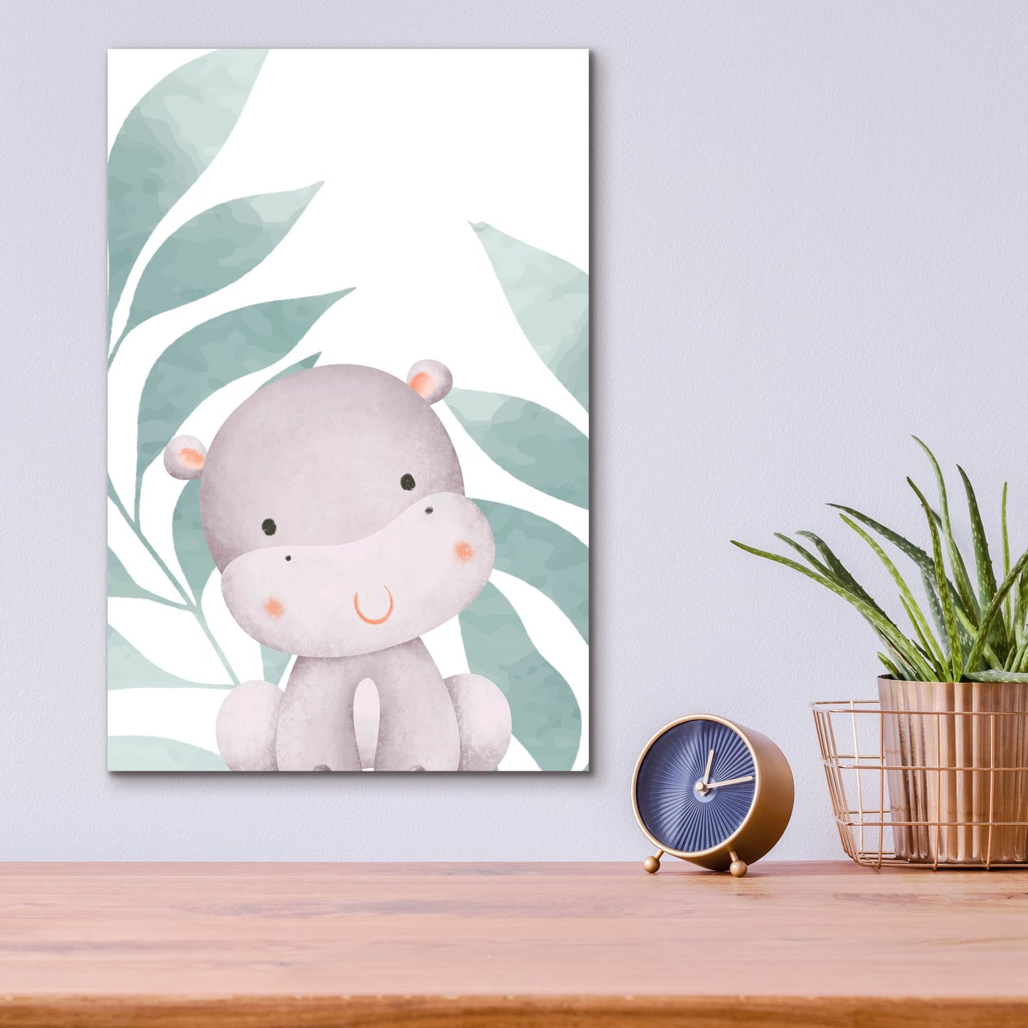 Epic Art 'Safari Baby Hippo' by Petals Prints Design, Acrylic Glass Wall Art,12x16