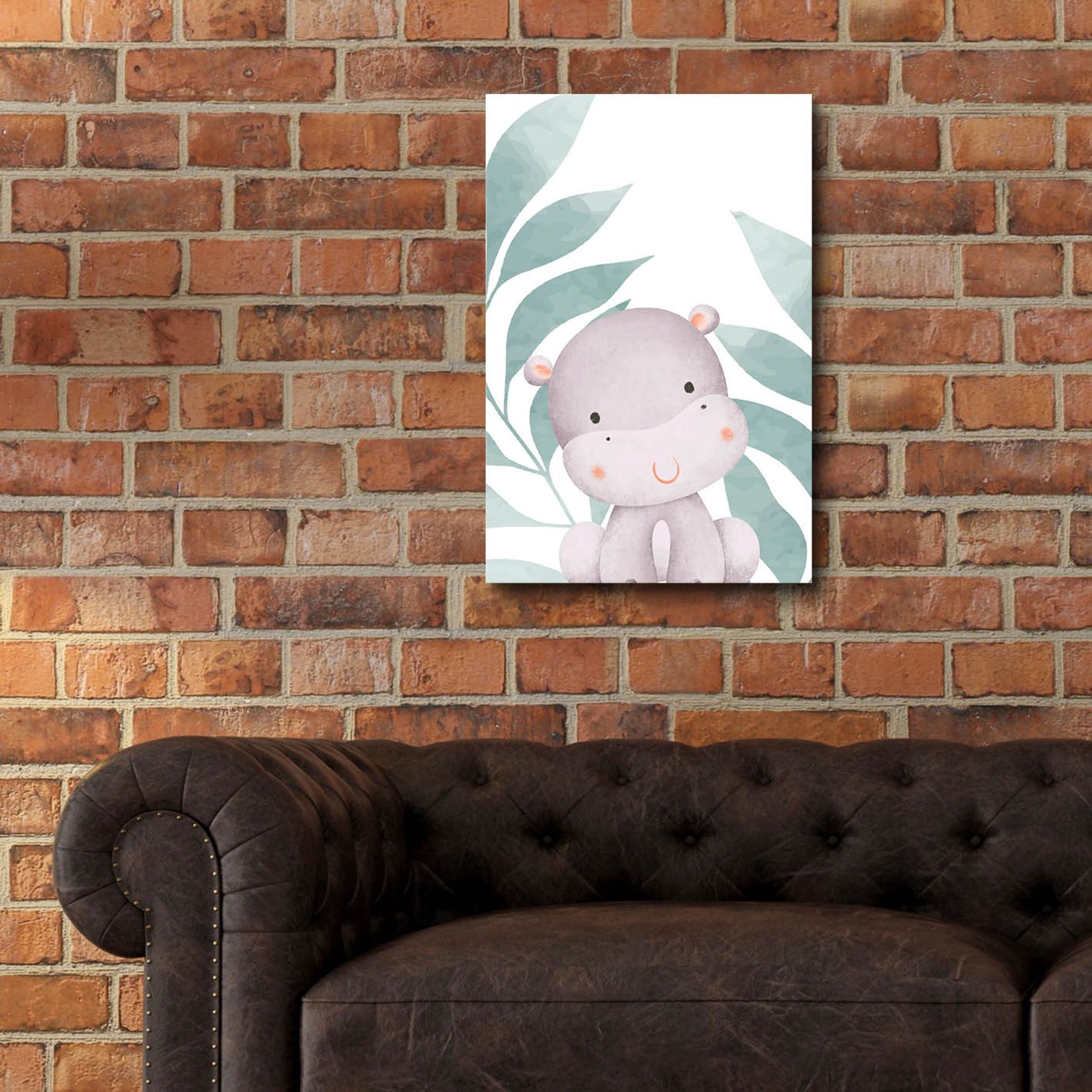 Epic Art 'Safari Baby Hippo' by Petals Prints Design, Acrylic Glass Wall Art,16x24