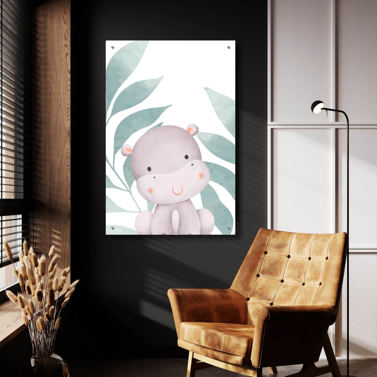 Epic Art 'Safari Baby Hippo' by Petals Prints Design, Acrylic Glass Wall Art,24x36