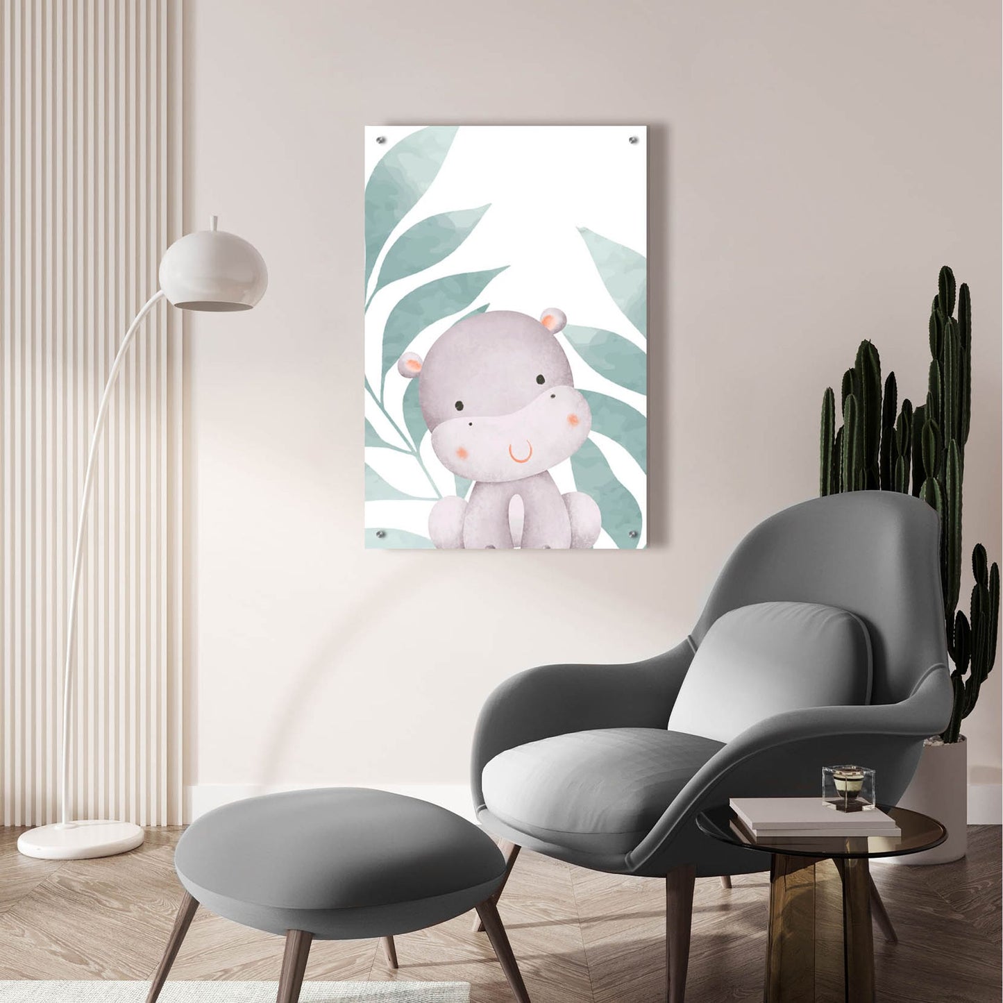 Epic Art 'Safari Baby Hippo' by Petals Prints Design, Acrylic Glass Wall Art,24x36