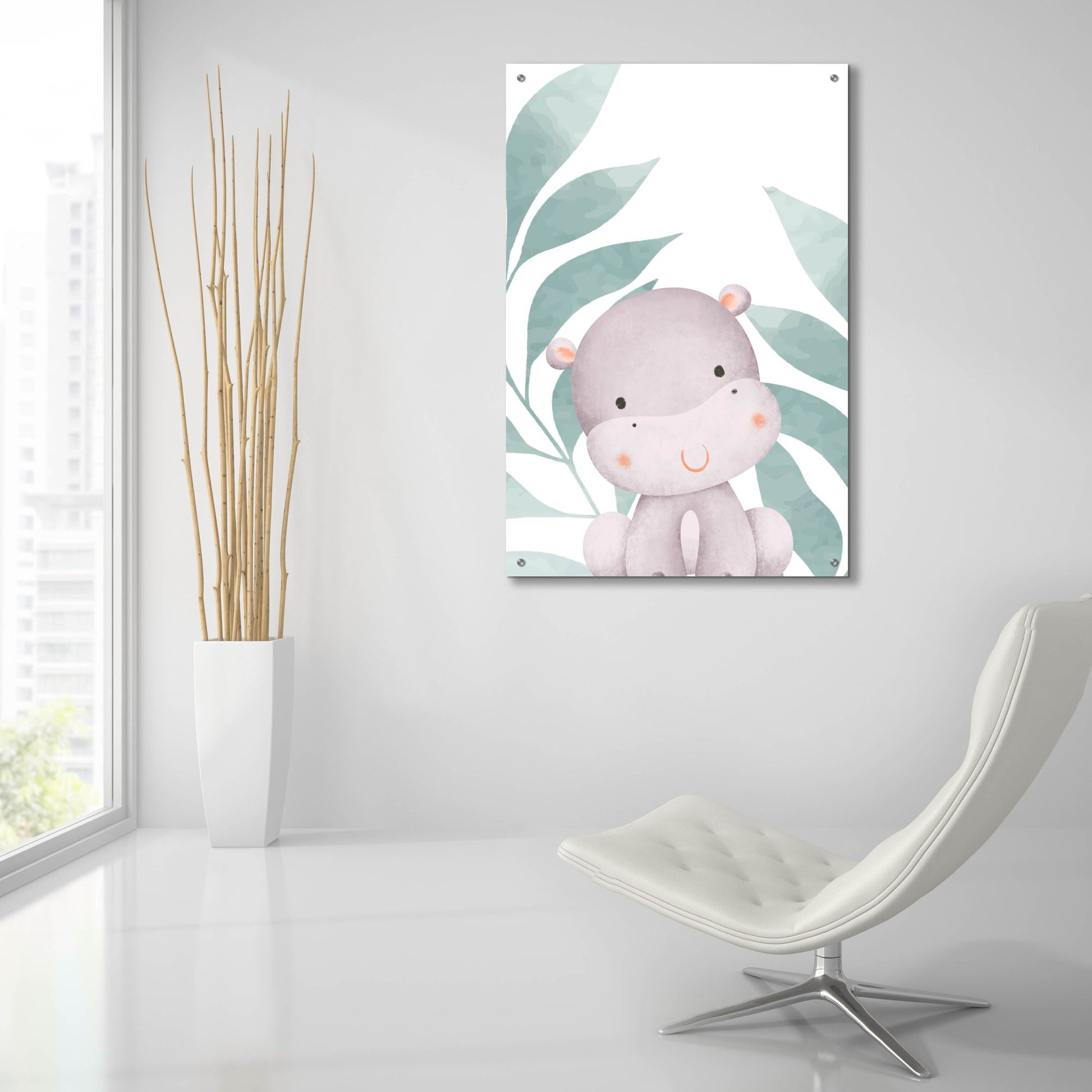 Epic Art 'Safari Baby Hippo' by Petals Prints Design, Acrylic Glass Wall Art,24x36