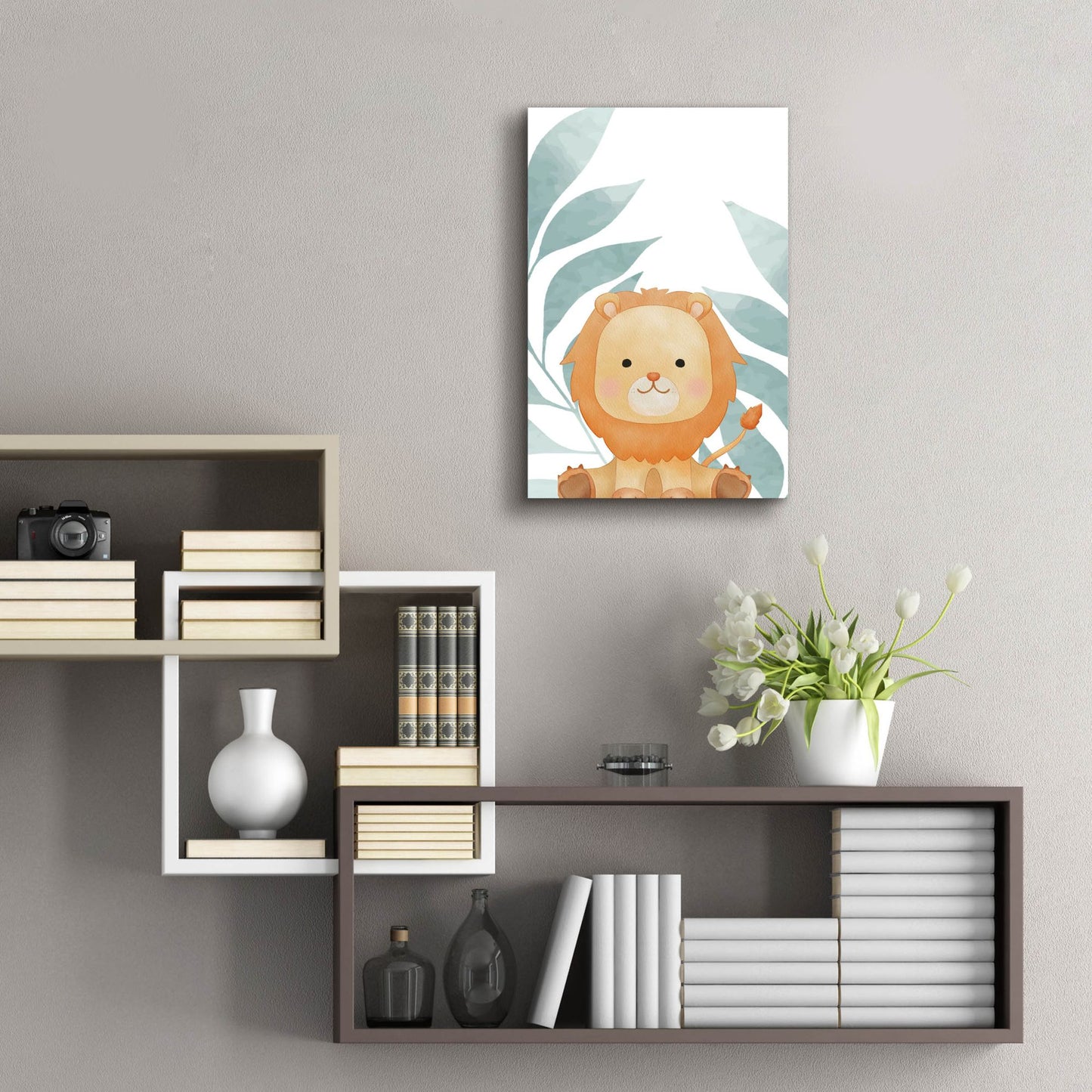 Epic Art 'Safari Baby Lion' by Petals Prints Design, Acrylic Glass Wall Art,16x24