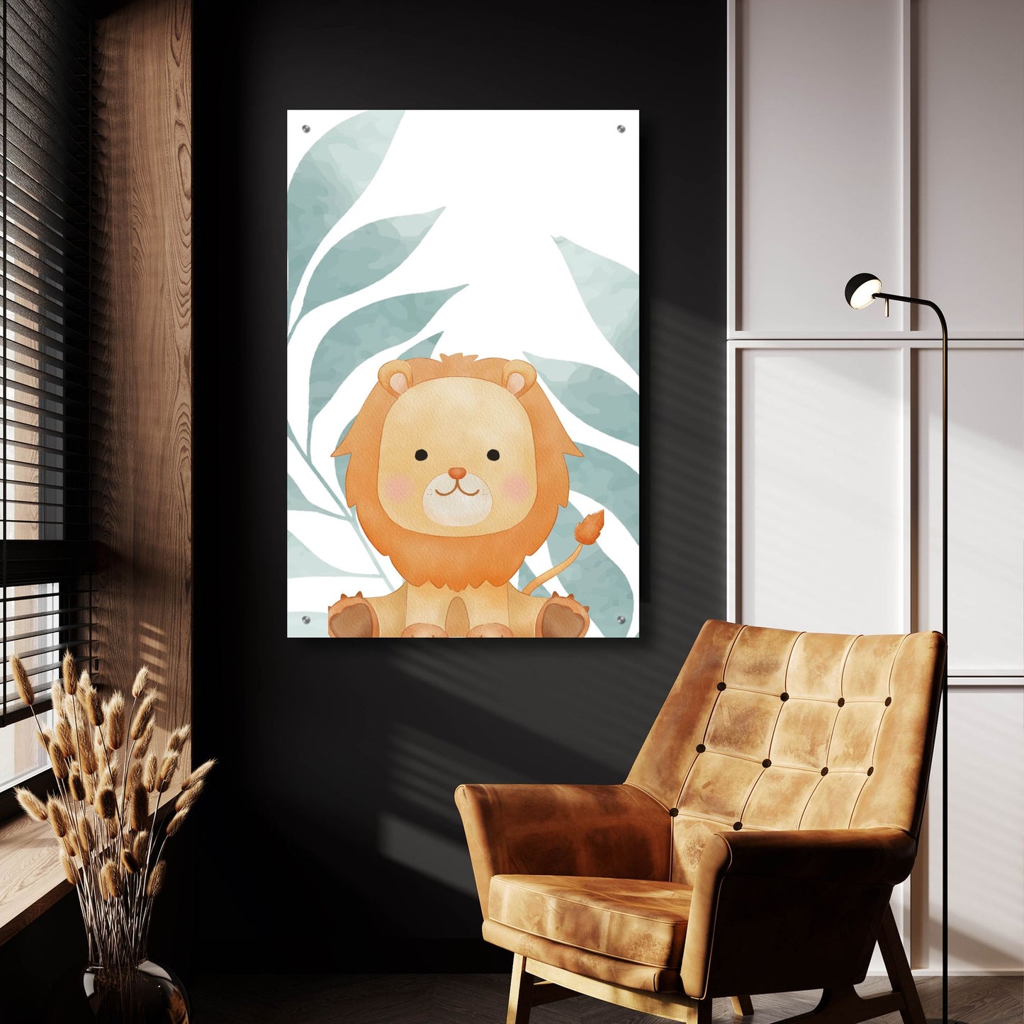 Epic Art 'Safari Baby Lion' by Petals Prints Design, Acrylic Glass Wall Art,24x36