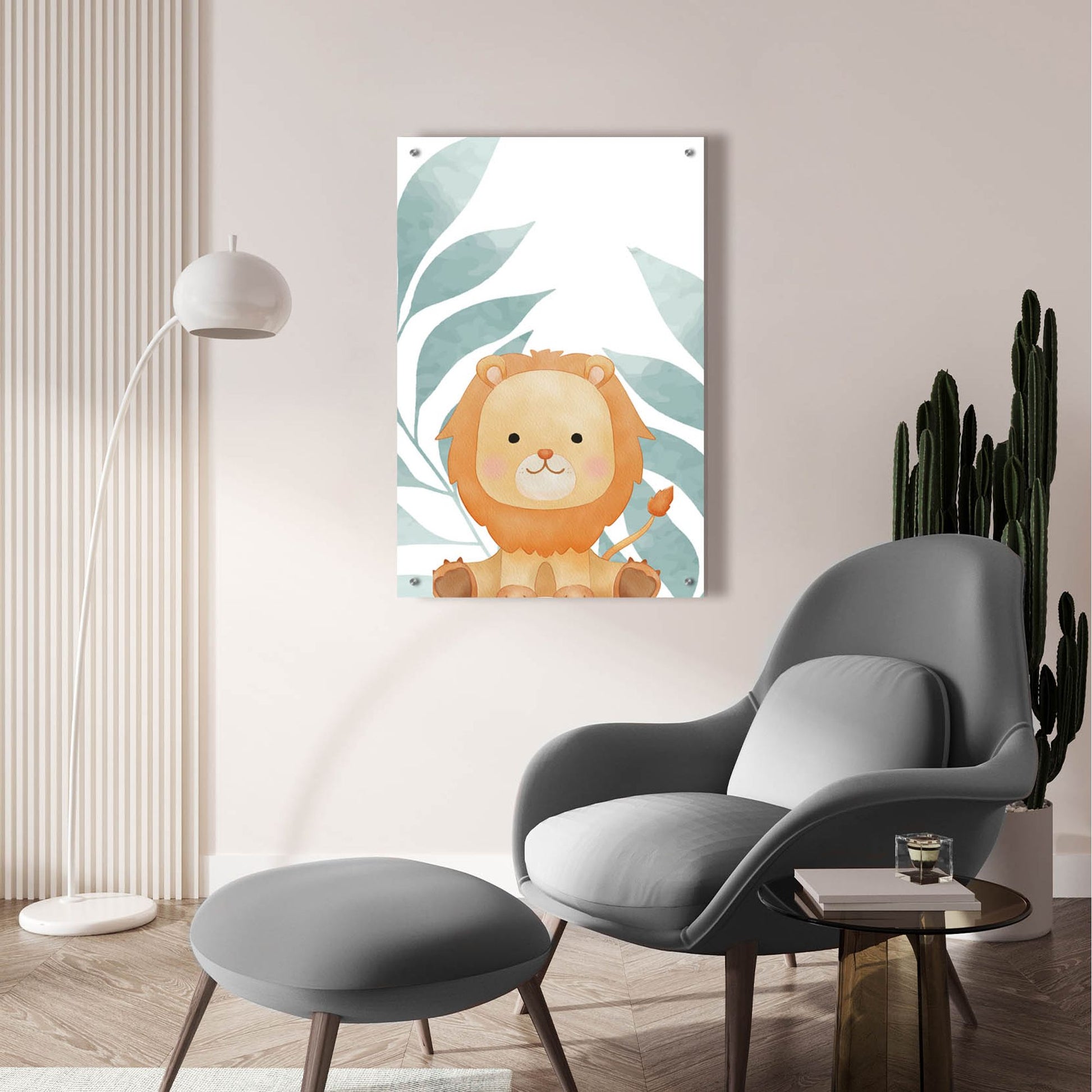 Epic Art 'Safari Baby Lion' by Petals Prints Design, Acrylic Glass Wall Art,24x36