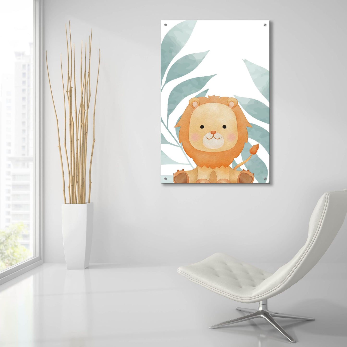 Epic Art 'Safari Baby Lion' by Petals Prints Design, Acrylic Glass Wall Art,24x36