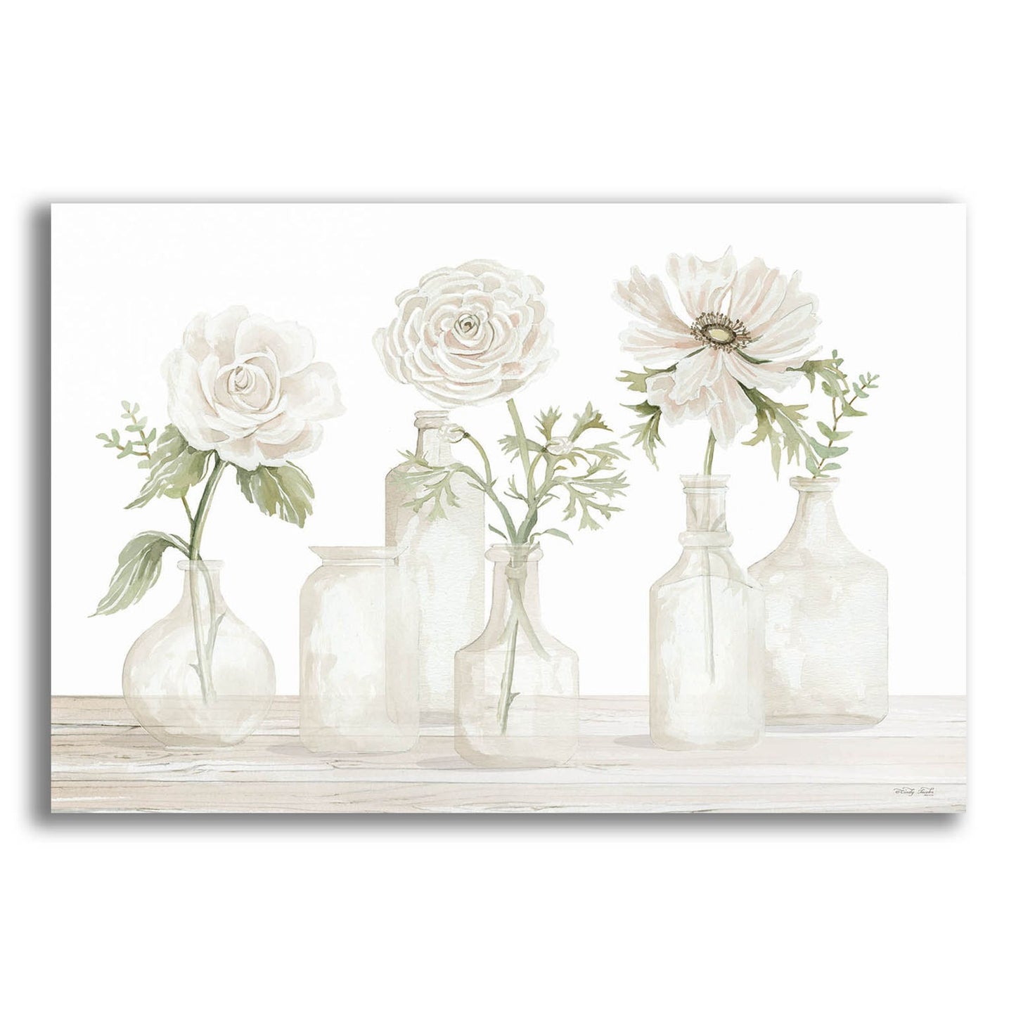 Epic Art 'Bottles and Flowers I' by Cindy Jacobs, Acrylic Glass Wall Art,24x16