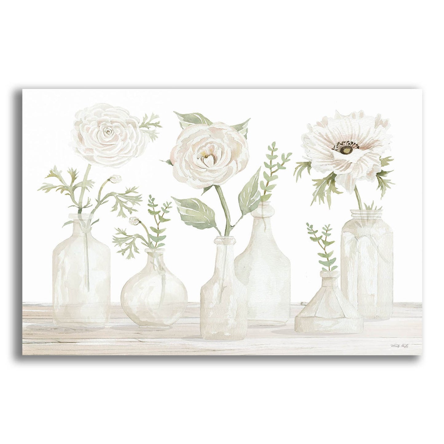 Epic Art 'Bottles and Flowers II' by Cindy Jacobs, Acrylic Glass Wall Art,24x16
