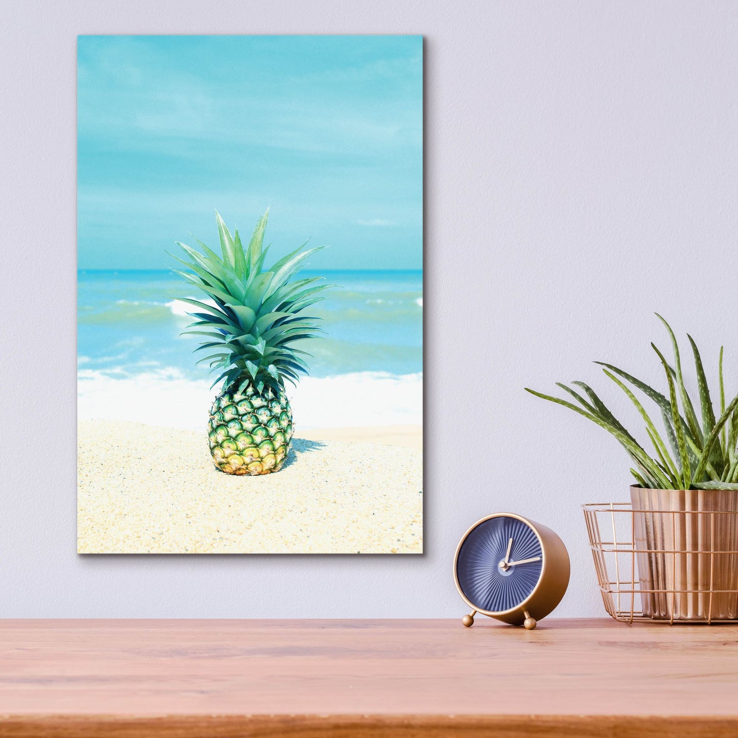 Epic Art 'Pineapple On The Sand' by Tai Prints, Acrylic Glass Wall Art,12x16