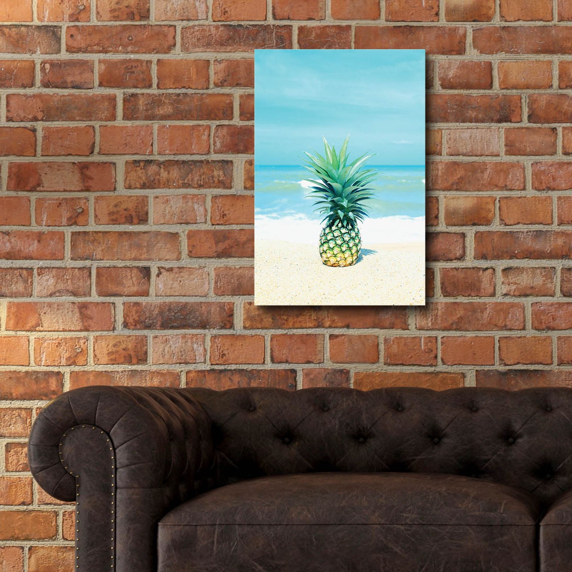 Epic Art 'Pineapple On The Sand' by Tai Prints, Acrylic Glass Wall Art,16x24