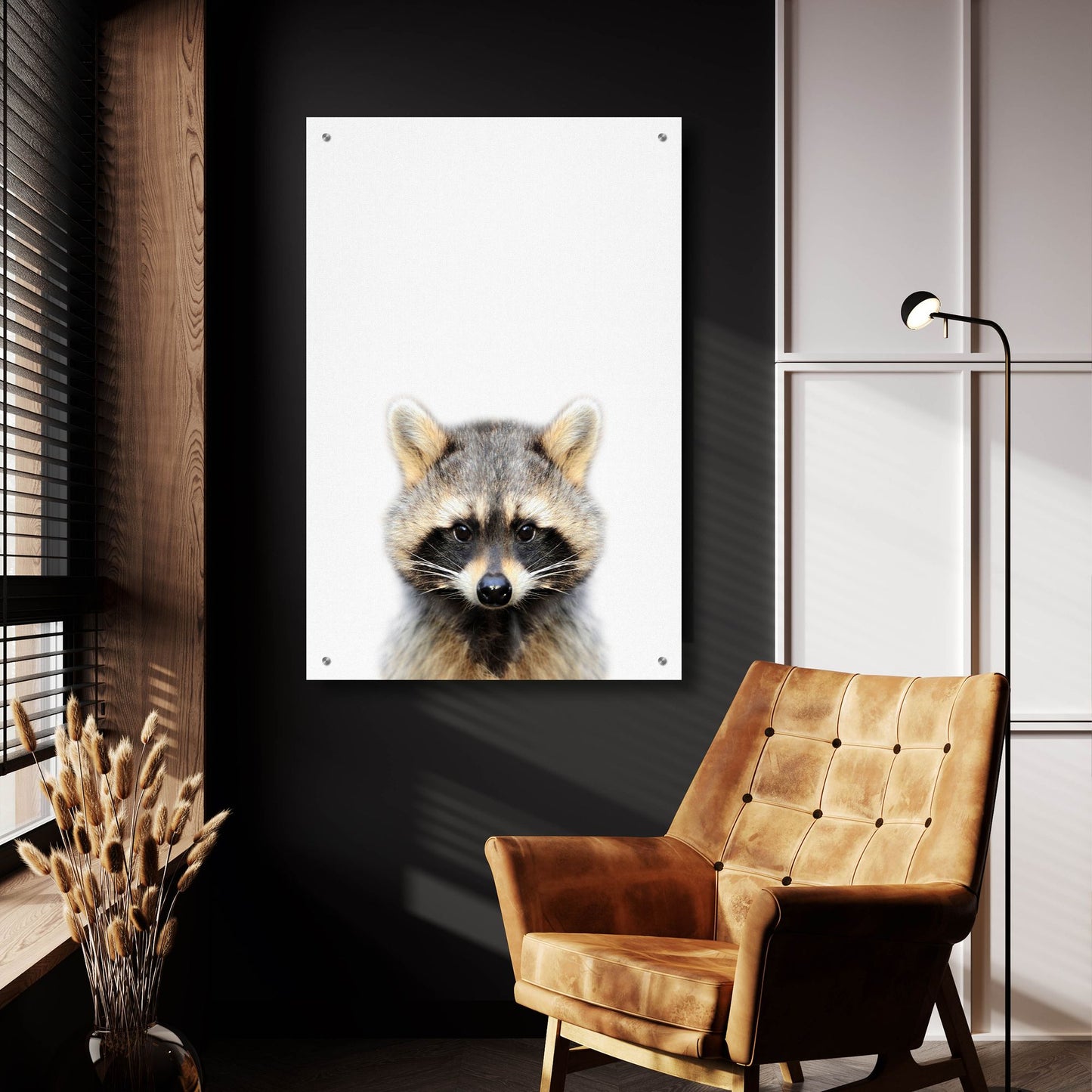 Epic Art 'Raccoon' by Tai Prints, Acrylic Glass Wall Art,24x36