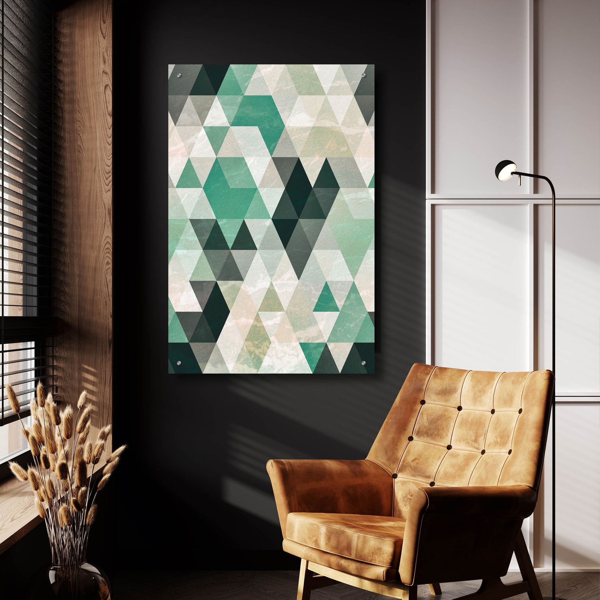 Epic Art 'Triangle Pattern' by Tai Prints, Acrylic Glass Wall Art,24x36