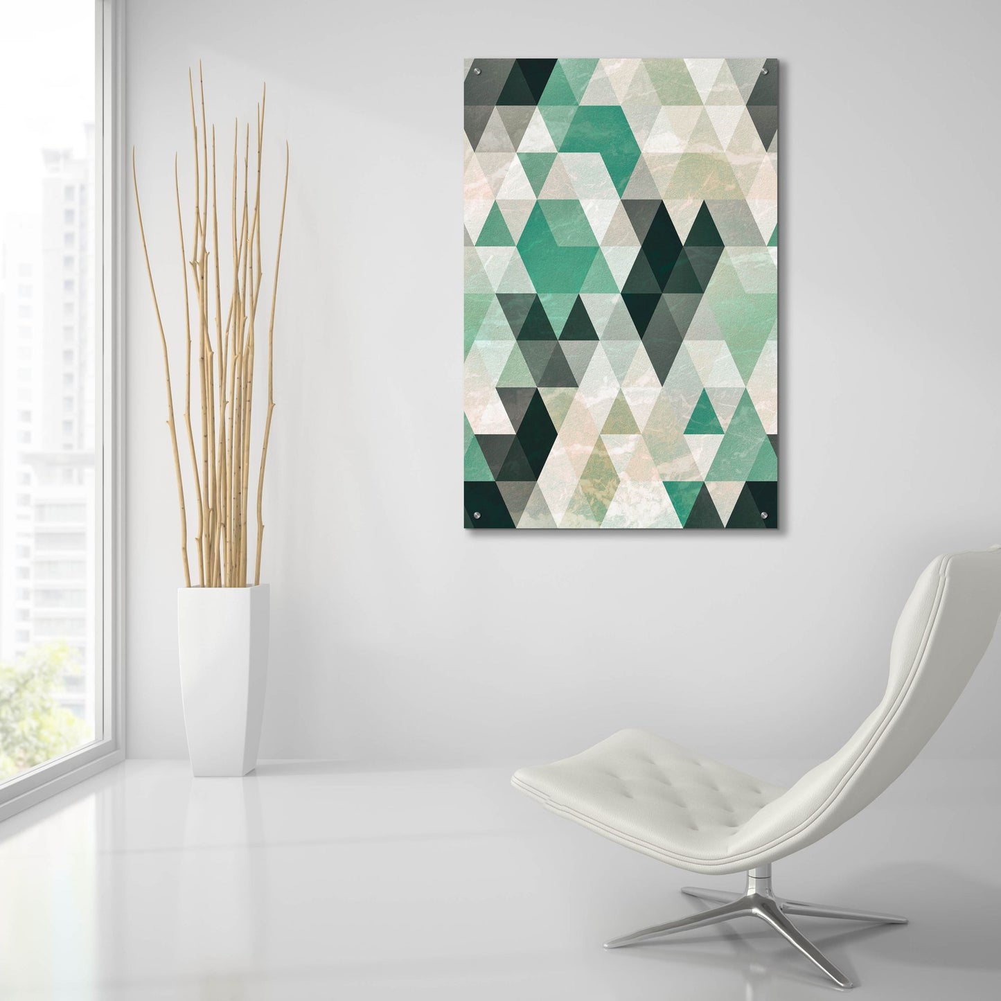 Epic Art 'Triangle Pattern' by Tai Prints, Acrylic Glass Wall Art,24x36