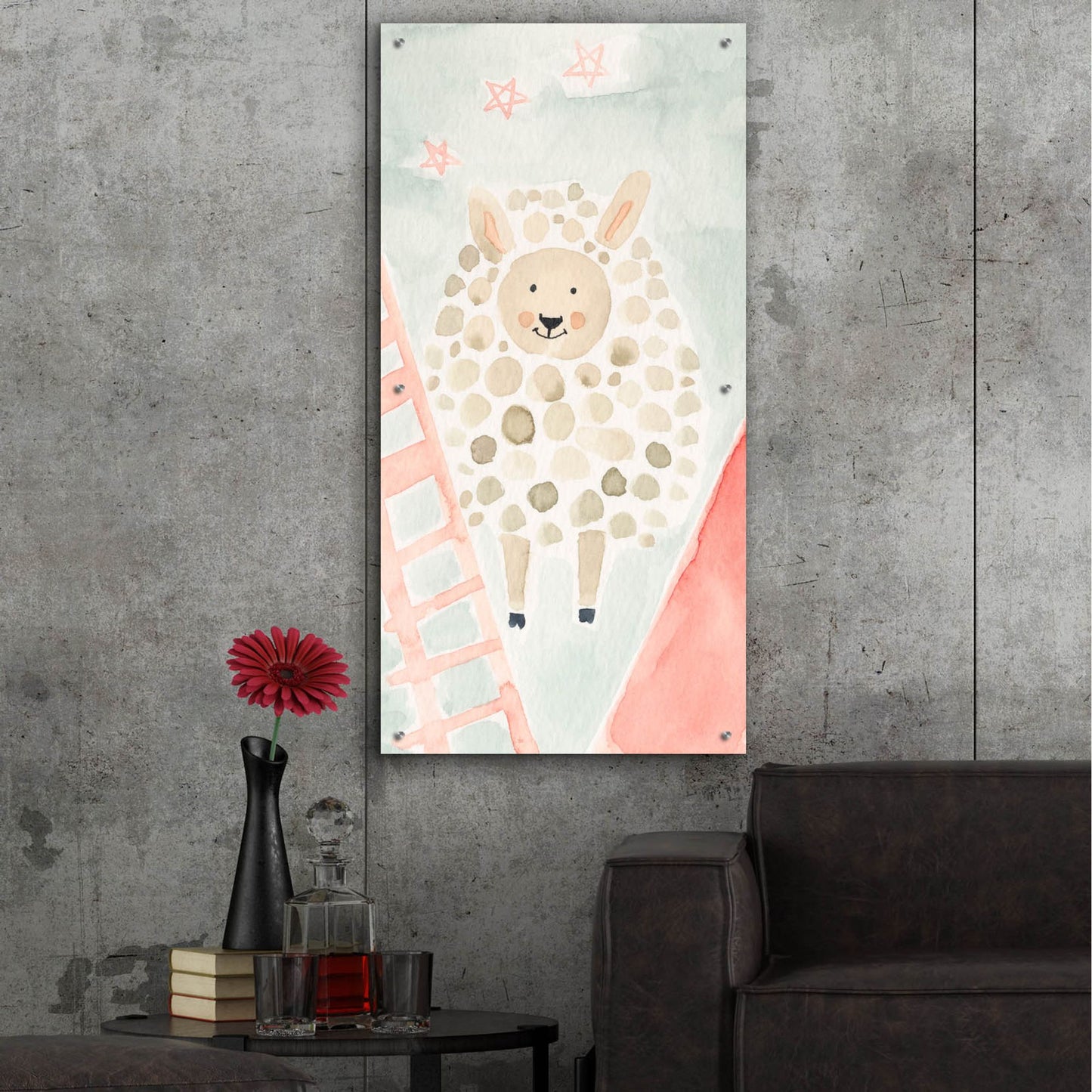 Epic Art 'Counting Sheep No 2' by Natalie Timbrook, Acrylic Glass Wall Art,24x48