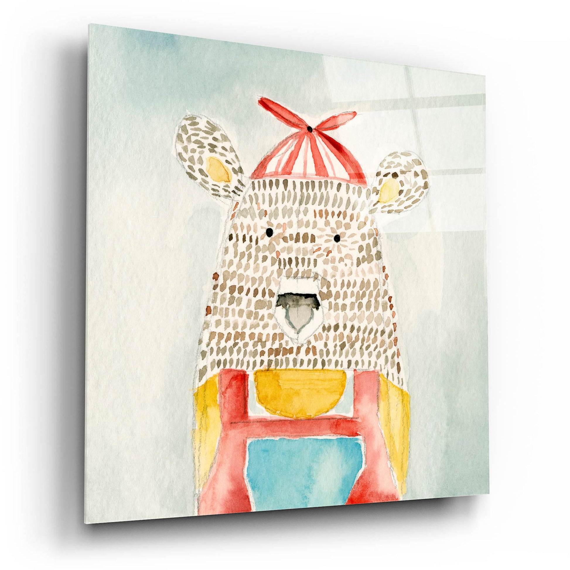 Epic Art 'Deanie Beanie Bear' by Natalie Timbrook, Acrylic Glass Wall Art,12x12