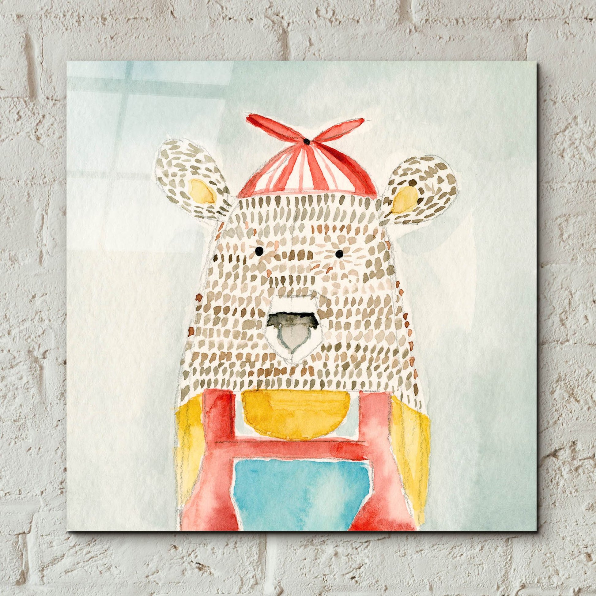 Epic Art 'Deanie Beanie Bear' by Natalie Timbrook, Acrylic Glass Wall Art,12x12