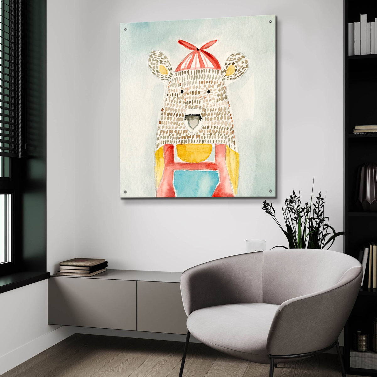 Epic Art 'Deanie Beanie Bear' by Natalie Timbrook, Acrylic Glass Wall Art,36x36