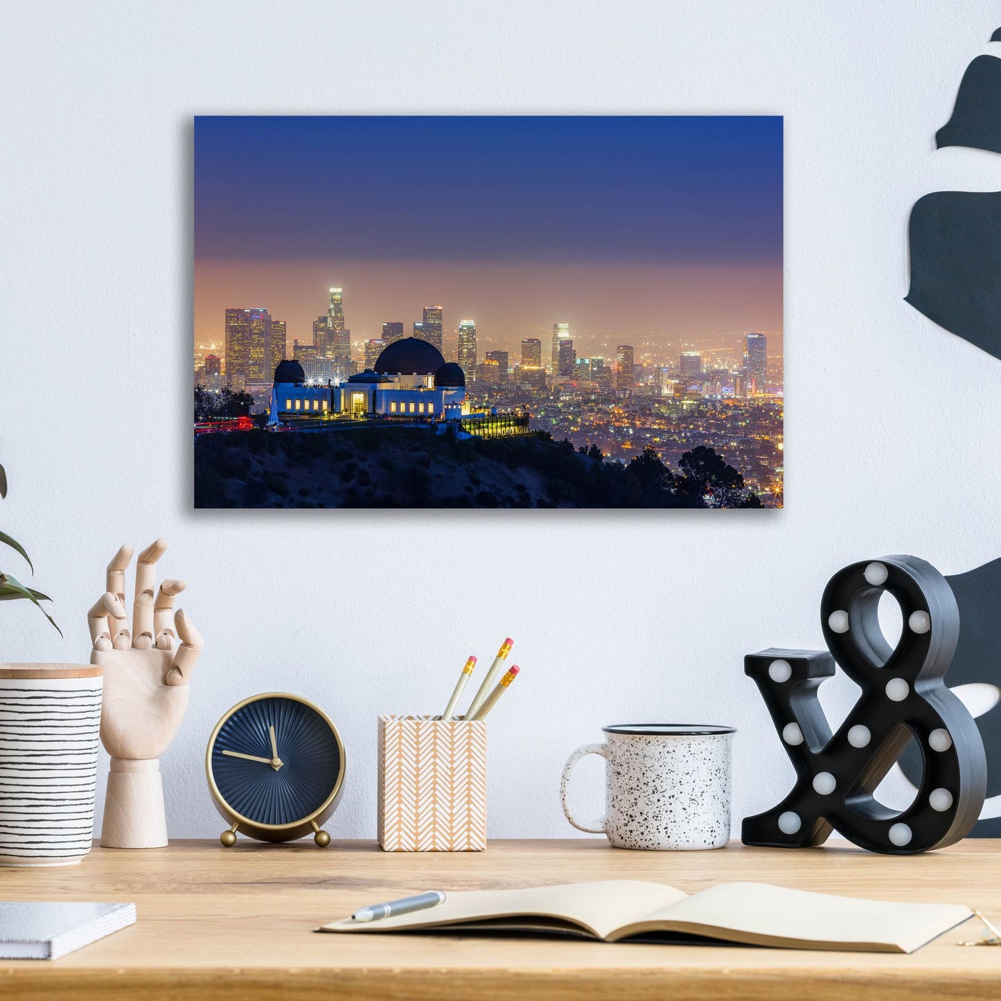 Epic Art 'L A Skyline With Griffith Observatory' by Toby Harriman Visuals, Acrylic Glass Wall Art,16x12