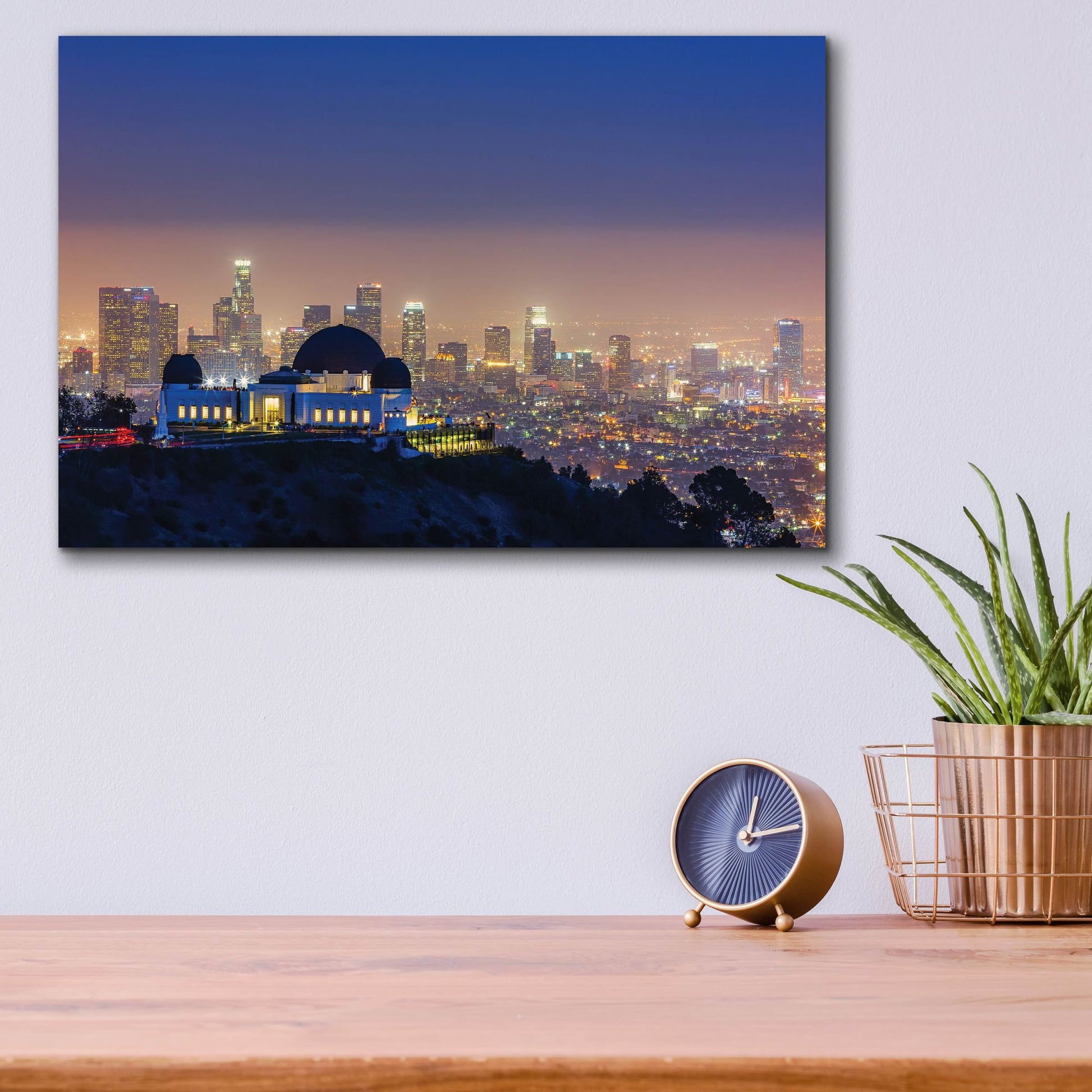 Epic Art 'L A Skyline With Griffith Observatory' by Toby Harriman Visuals, Acrylic Glass Wall Art,16x12