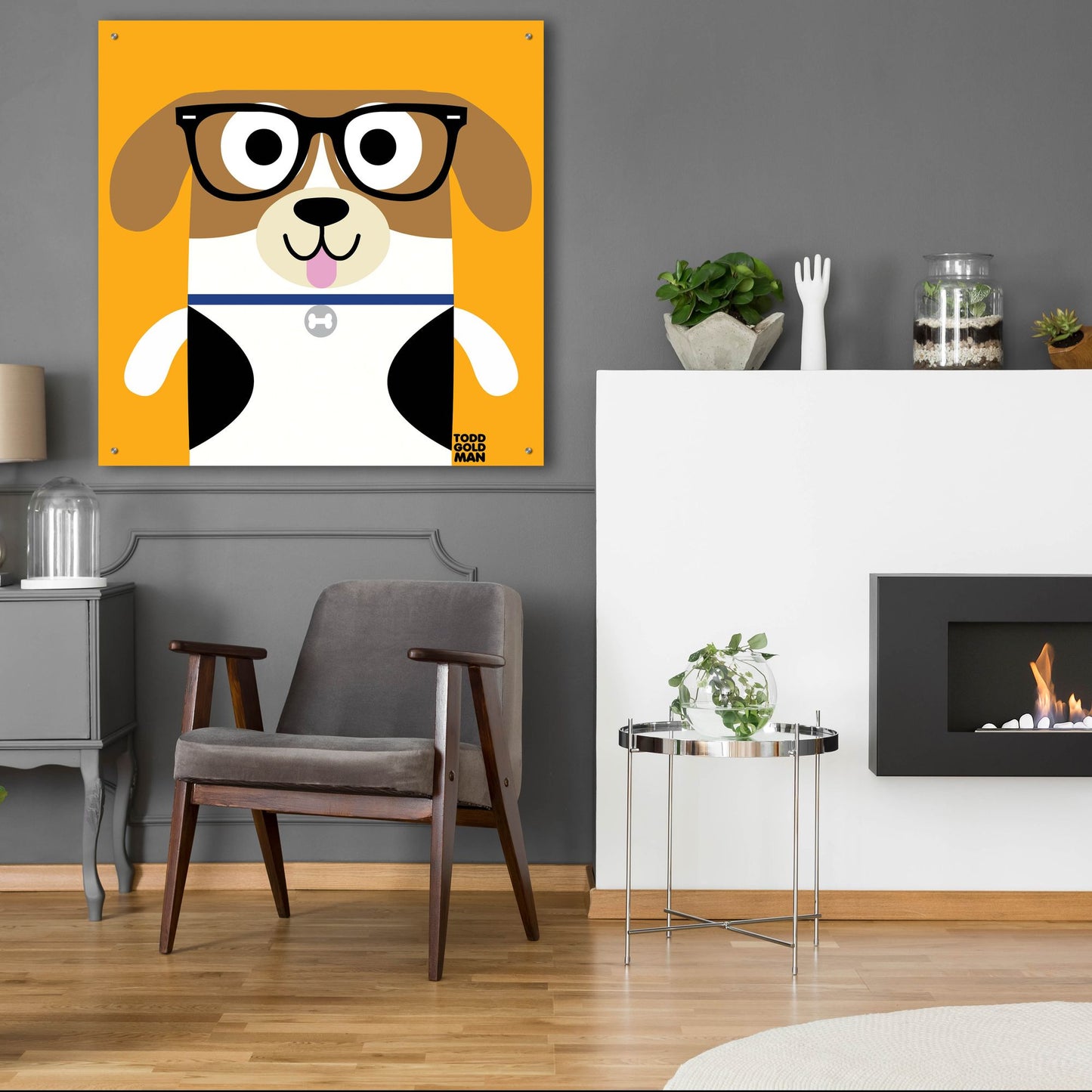 Epic Art 'Bow Wow Beagle' by Todd Art, Acrylic Glass Wall Art,36x36