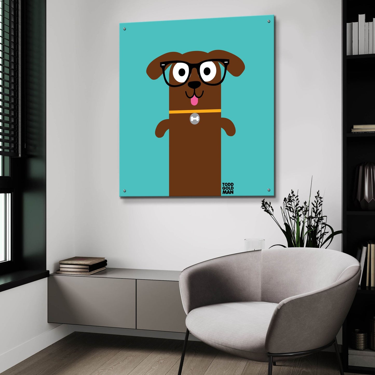 Epic Art 'Bow Wow Dachshund' by Todd Art, Acrylic Glass Wall Art,36x36