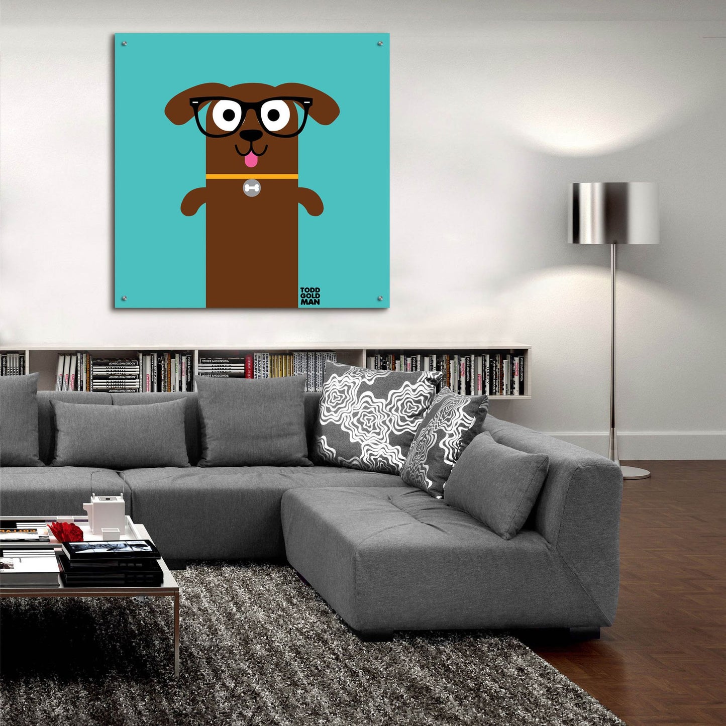 Epic Art 'Bow Wow Dachshund' by Todd Art, Acrylic Glass Wall Art,36x36