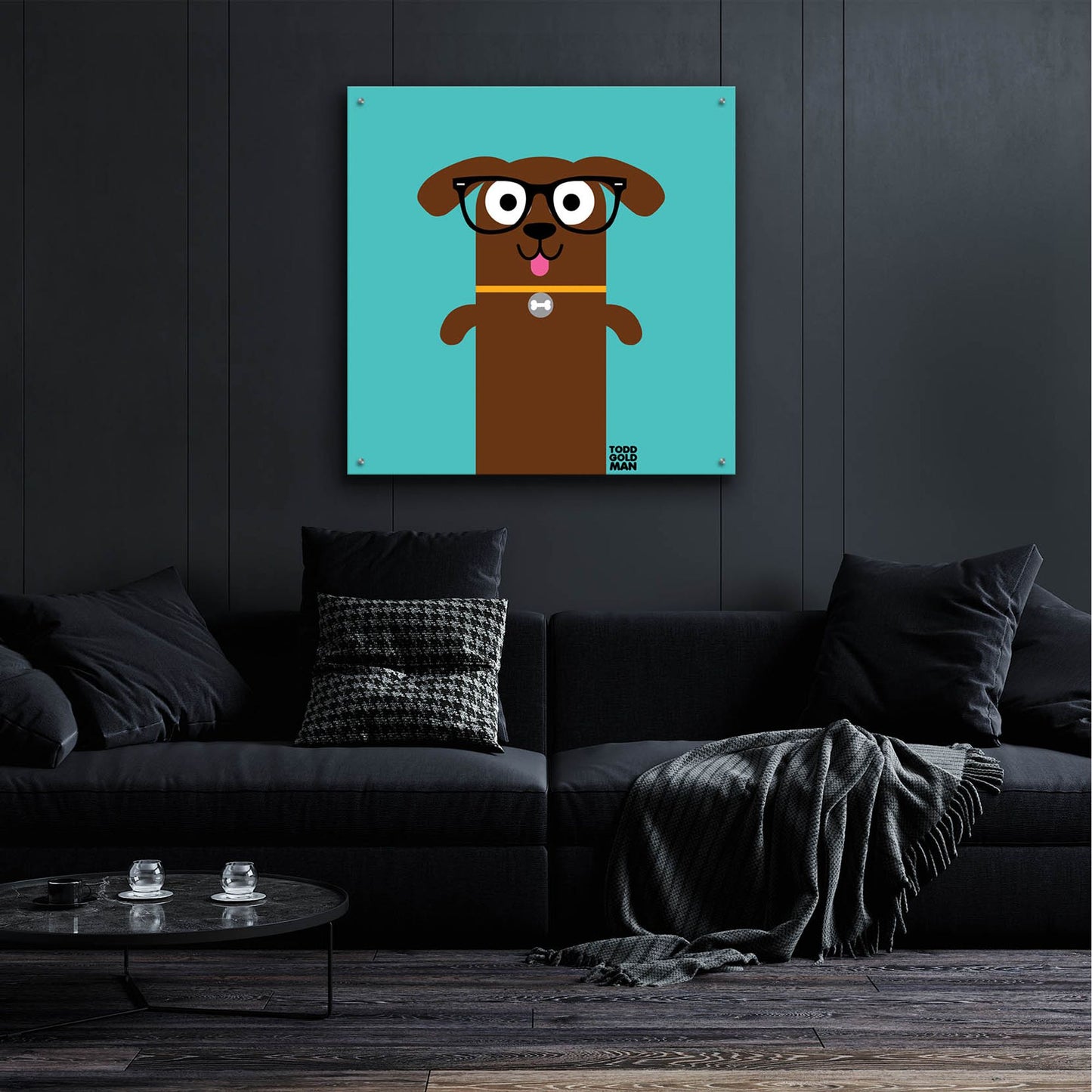 Epic Art 'Bow Wow Dachshund' by Todd Art, Acrylic Glass Wall Art,36x36