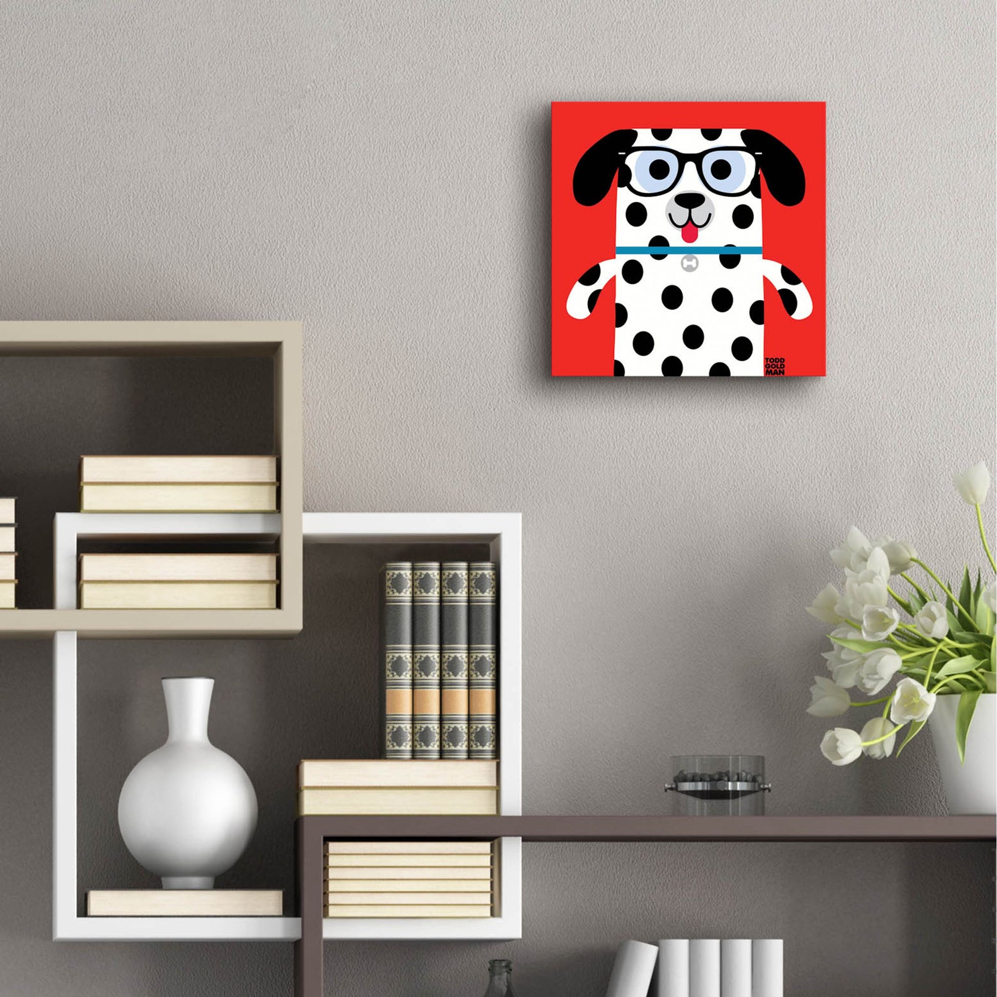 Epic Art 'Bow Wow Dalmation' by Todd Art, Acrylic Glass Wall Art,12x12