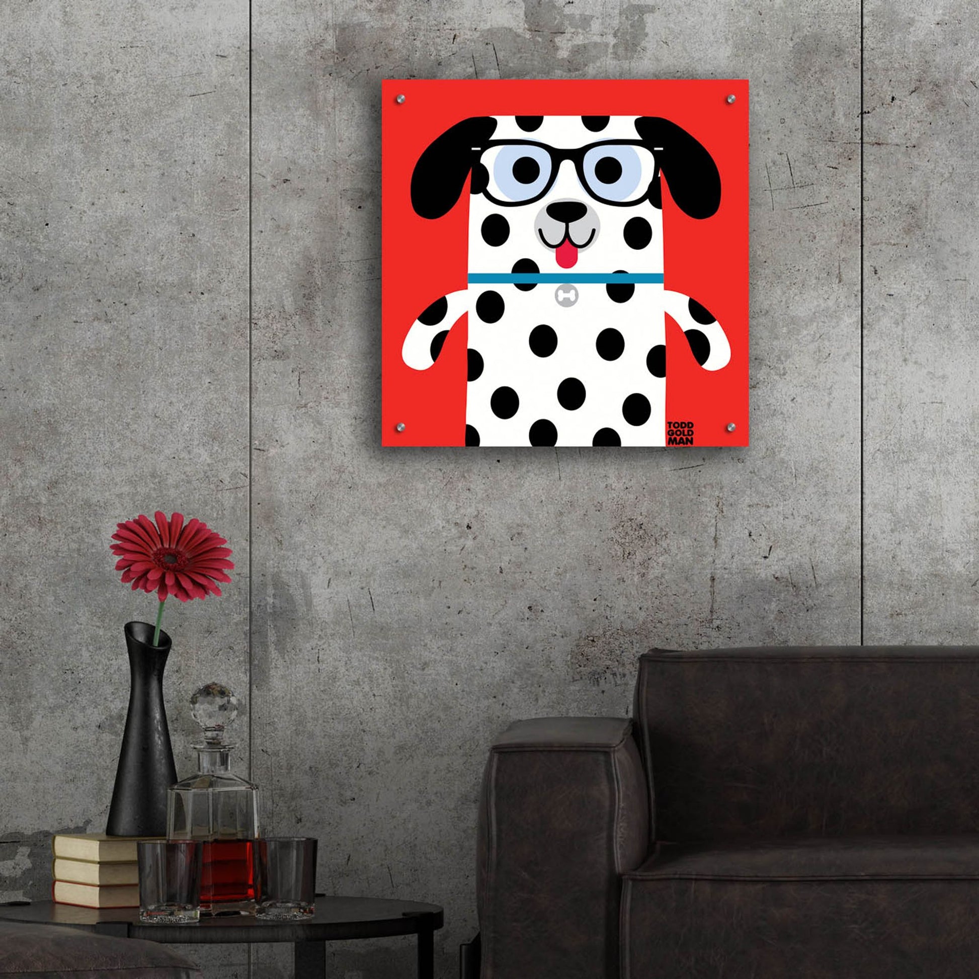 Epic Art 'Bow Wow Dalmation' by Todd Art, Acrylic Glass Wall Art,24x24