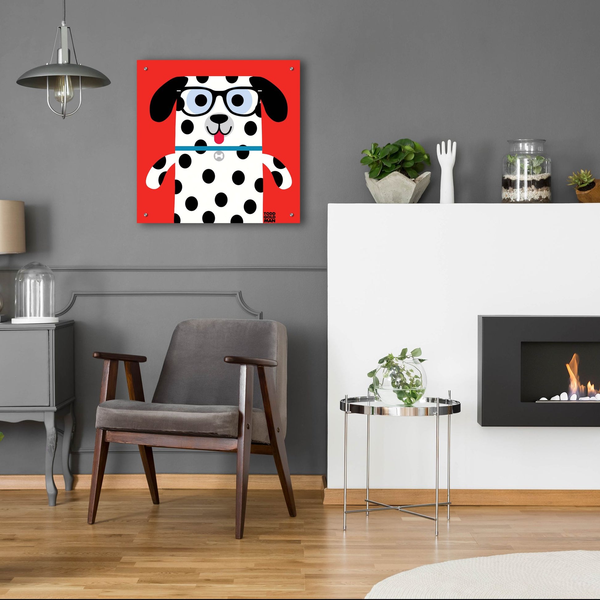 Epic Art 'Bow Wow Dalmation' by Todd Art, Acrylic Glass Wall Art,24x24