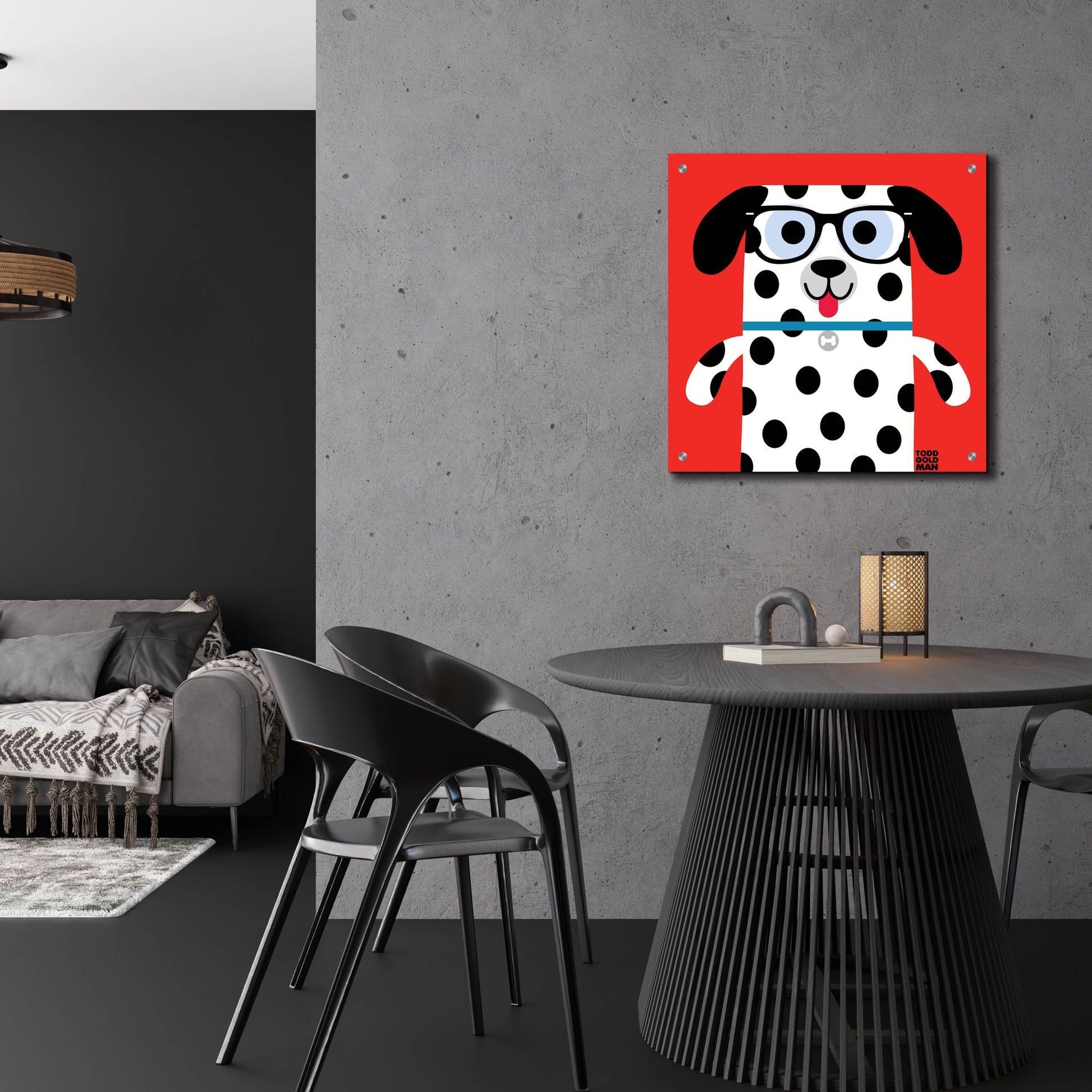 Epic Art 'Bow Wow Dalmation' by Todd Art, Acrylic Glass Wall Art,24x24