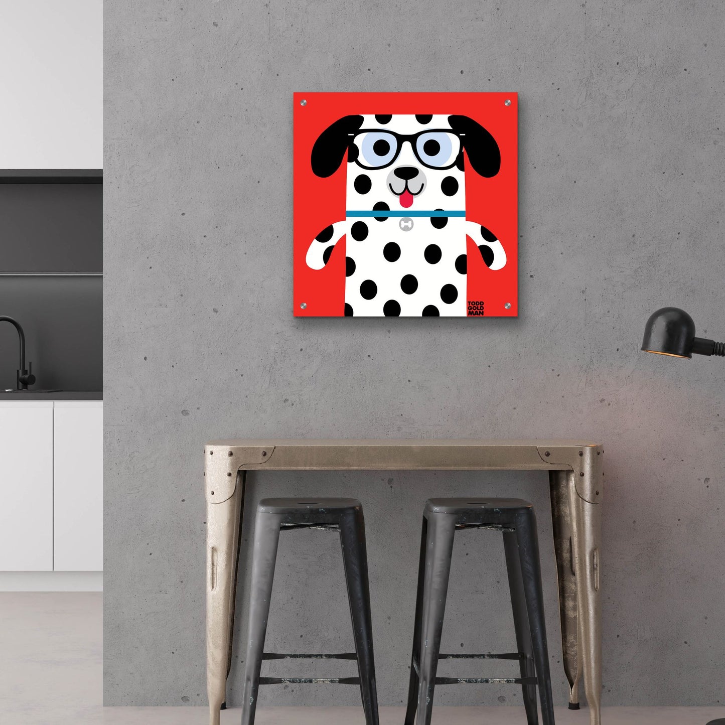 Epic Art 'Bow Wow Dalmation' by Todd Art, Acrylic Glass Wall Art,24x24