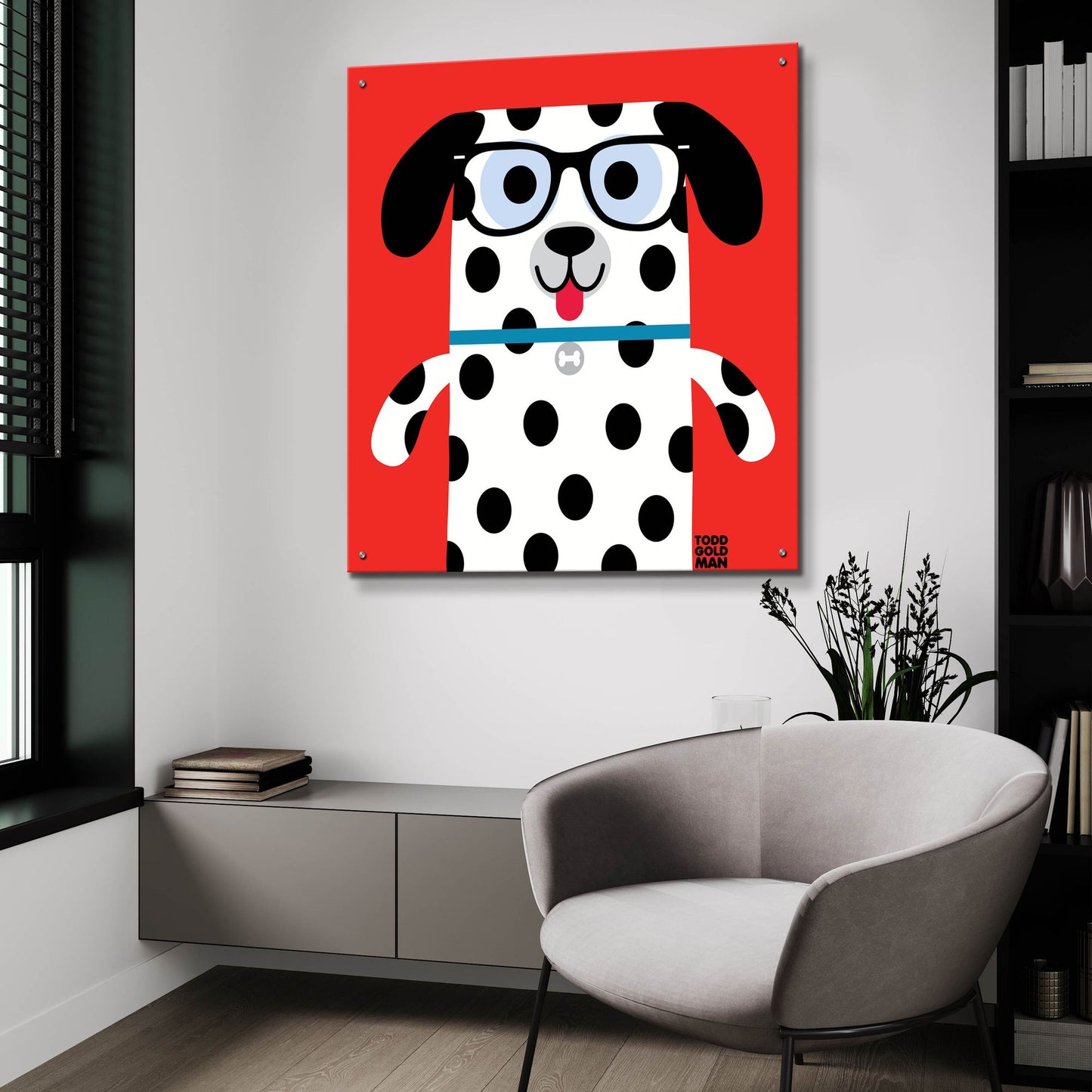 Epic Art 'Bow Wow Dalmation' by Todd Art, Acrylic Glass Wall Art,36x36