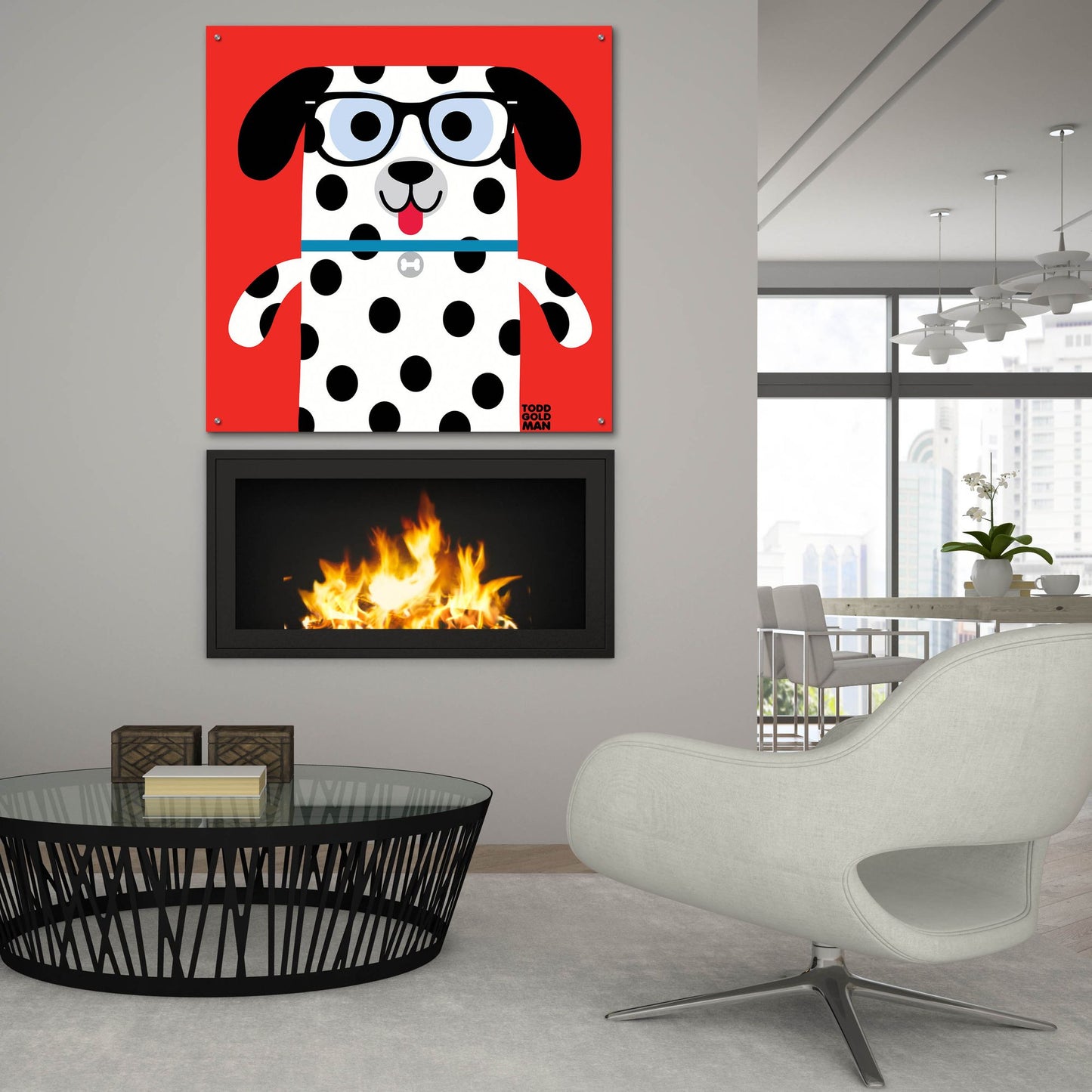 Epic Art 'Bow Wow Dalmation' by Todd Art, Acrylic Glass Wall Art,36x36