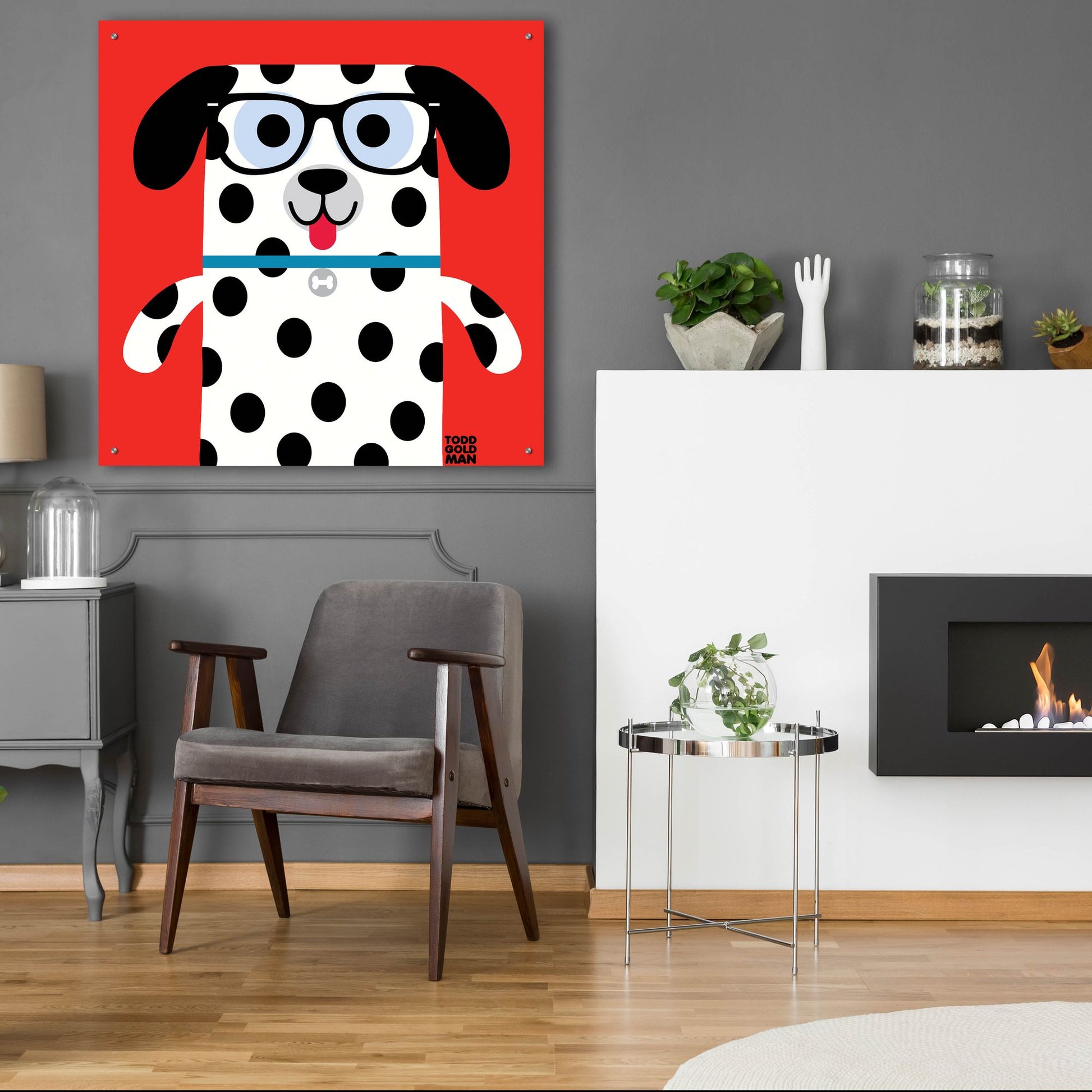 Epic Art 'Bow Wow Dalmation' by Todd Art, Acrylic Glass Wall Art,36x36