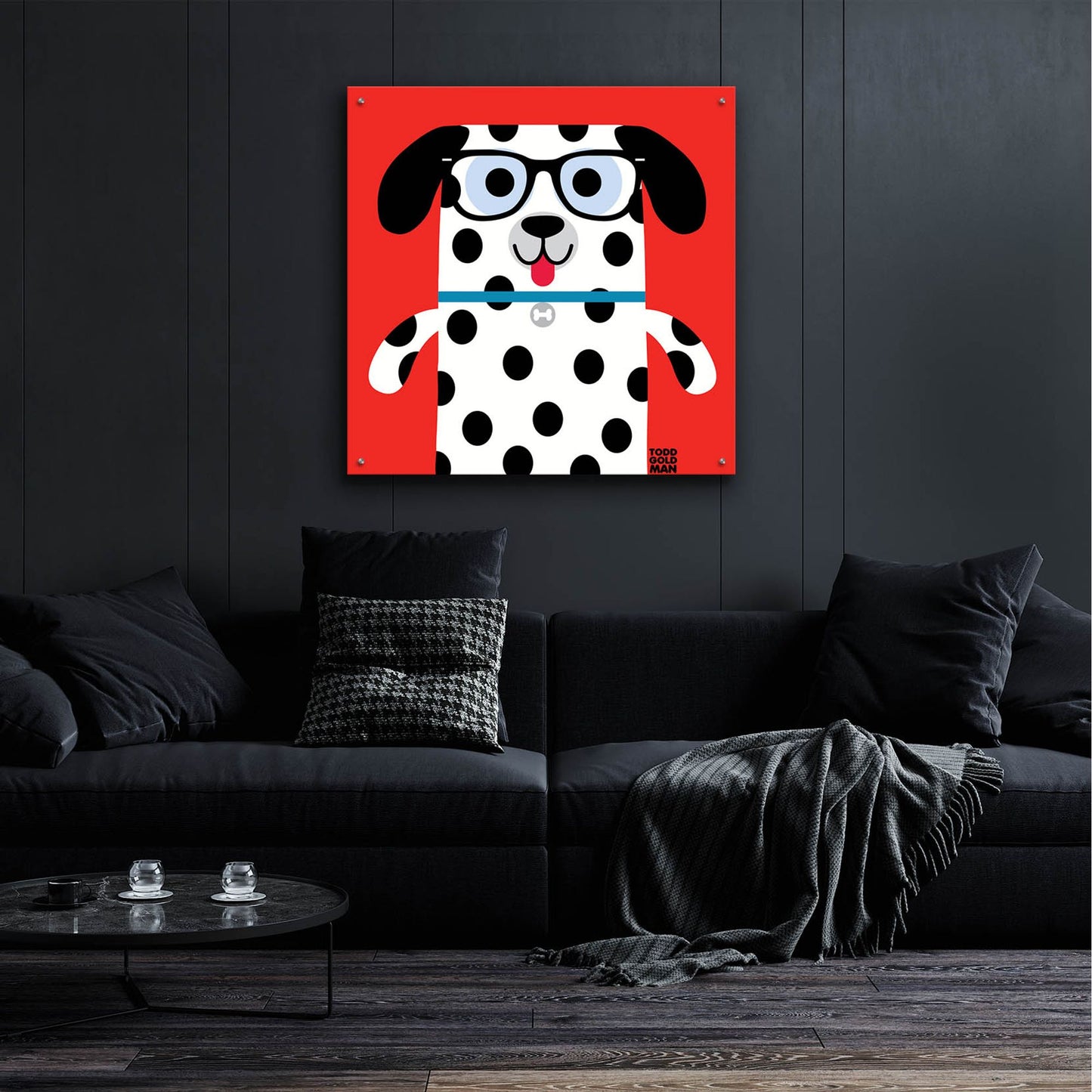 Epic Art 'Bow Wow Dalmation' by Todd Art, Acrylic Glass Wall Art,36x36