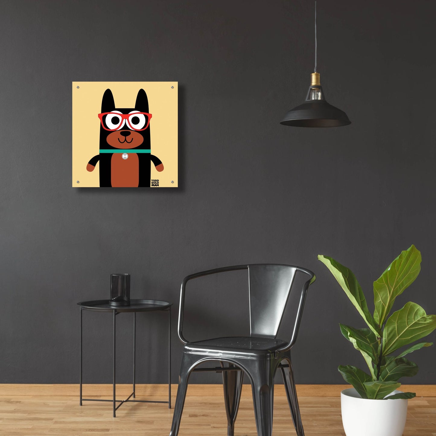 Epic Art 'Bow Wow Doberman' by Todd Art, Acrylic Glass Wall Art,24x24