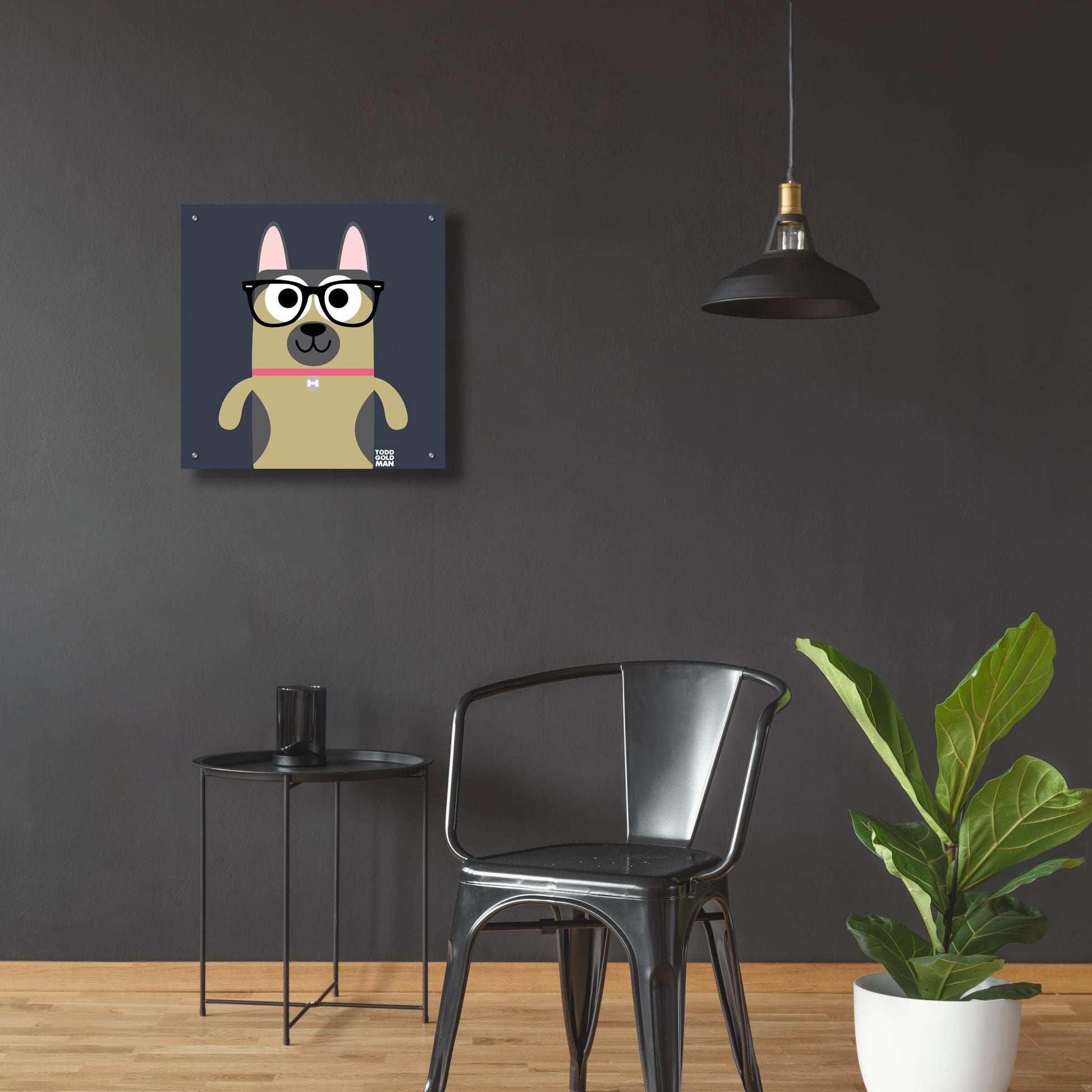 Epic Art 'Bow Wow German Shepherd' by Todd Art, Acrylic Glass Wall Art,24x24