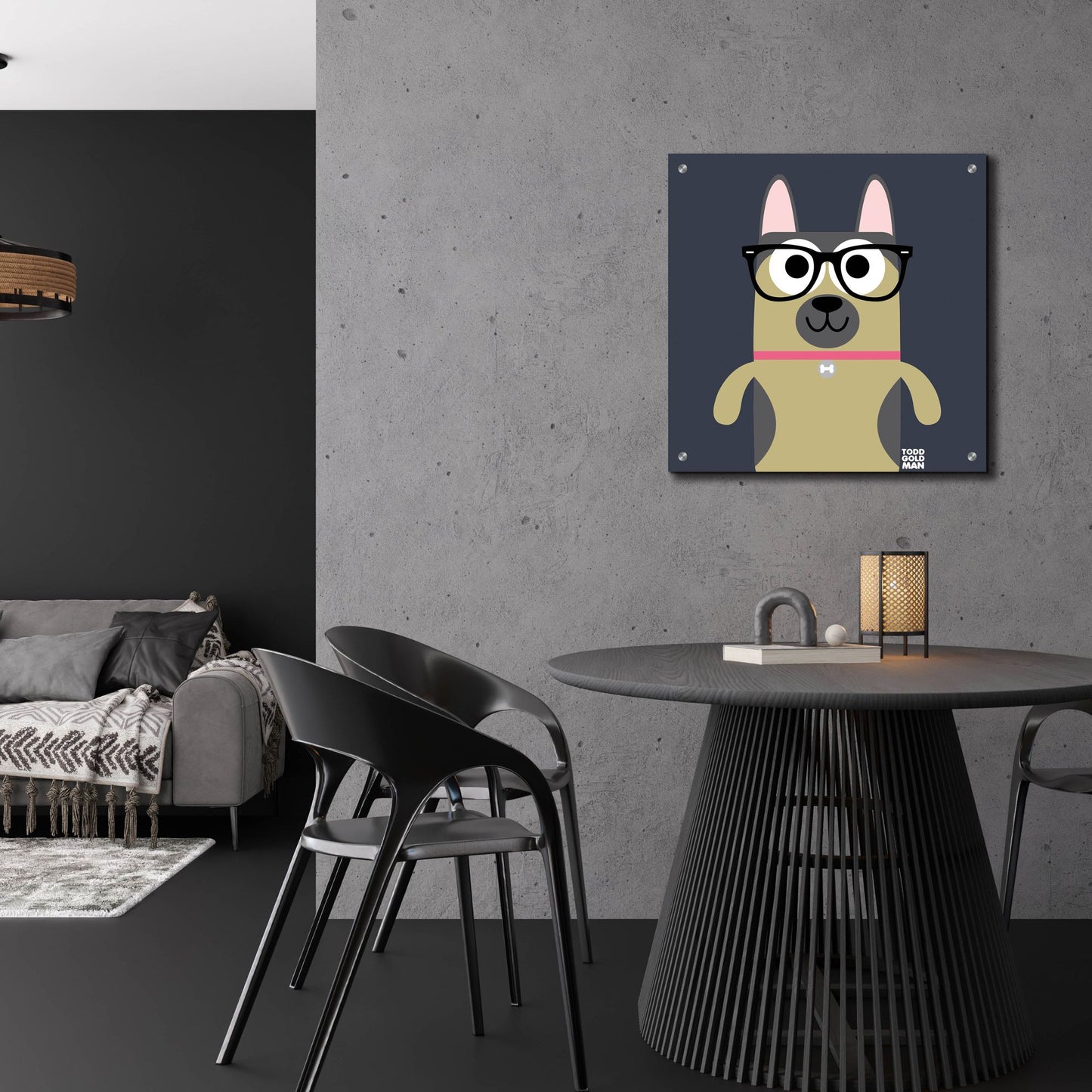 Epic Art 'Bow Wow German Shepherd' by Todd Art, Acrylic Glass Wall Art,24x24