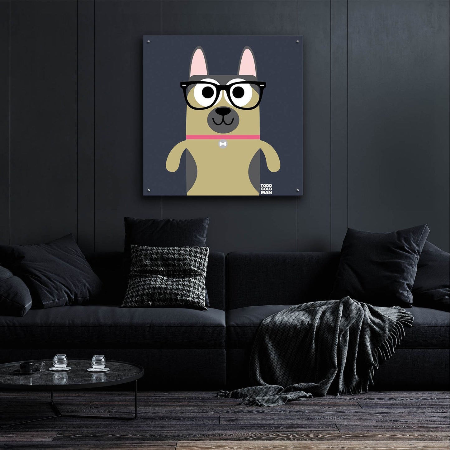 Epic Art 'Bow Wow German Shepherd' by Todd Art, Acrylic Glass Wall Art,36x36