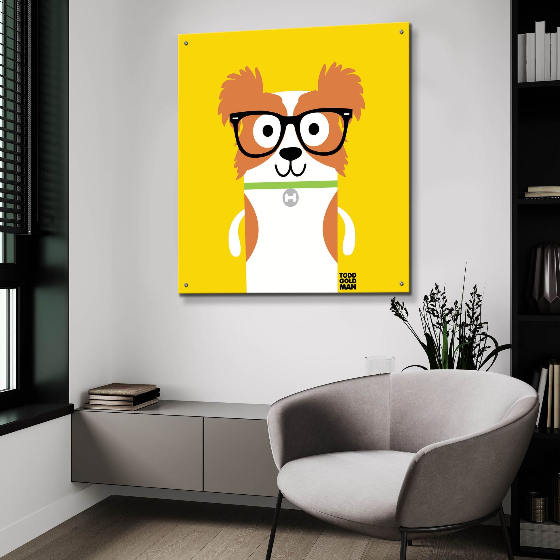 Epic Art 'Bow Wow Papillon' by Todd Art, Acrylic Glass Wall Art,36x36