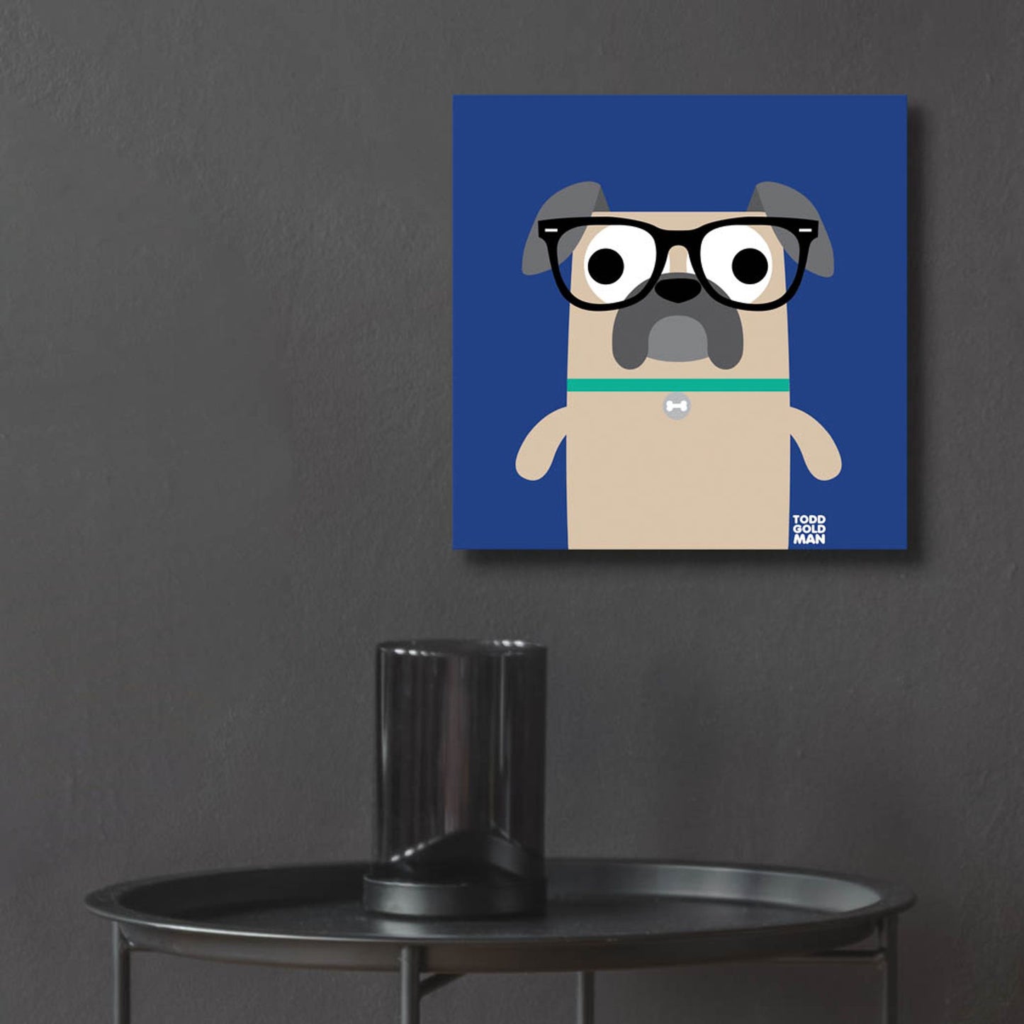 Epic Art 'Bow Wow Pug' by Todd Art, Acrylic Glass Wall Art,12x12