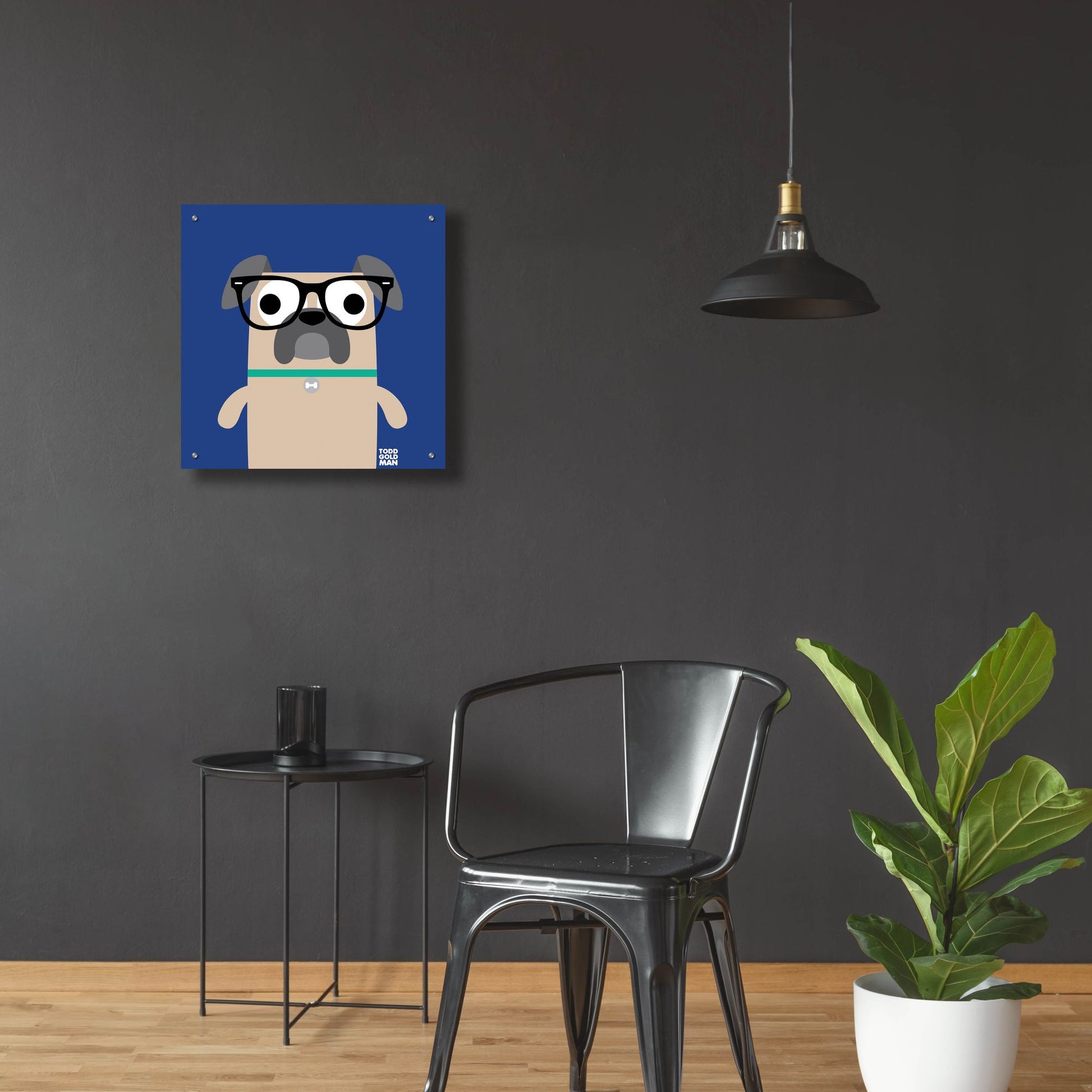 Epic Art 'Bow Wow Pug' by Todd Art, Acrylic Glass Wall Art,24x24