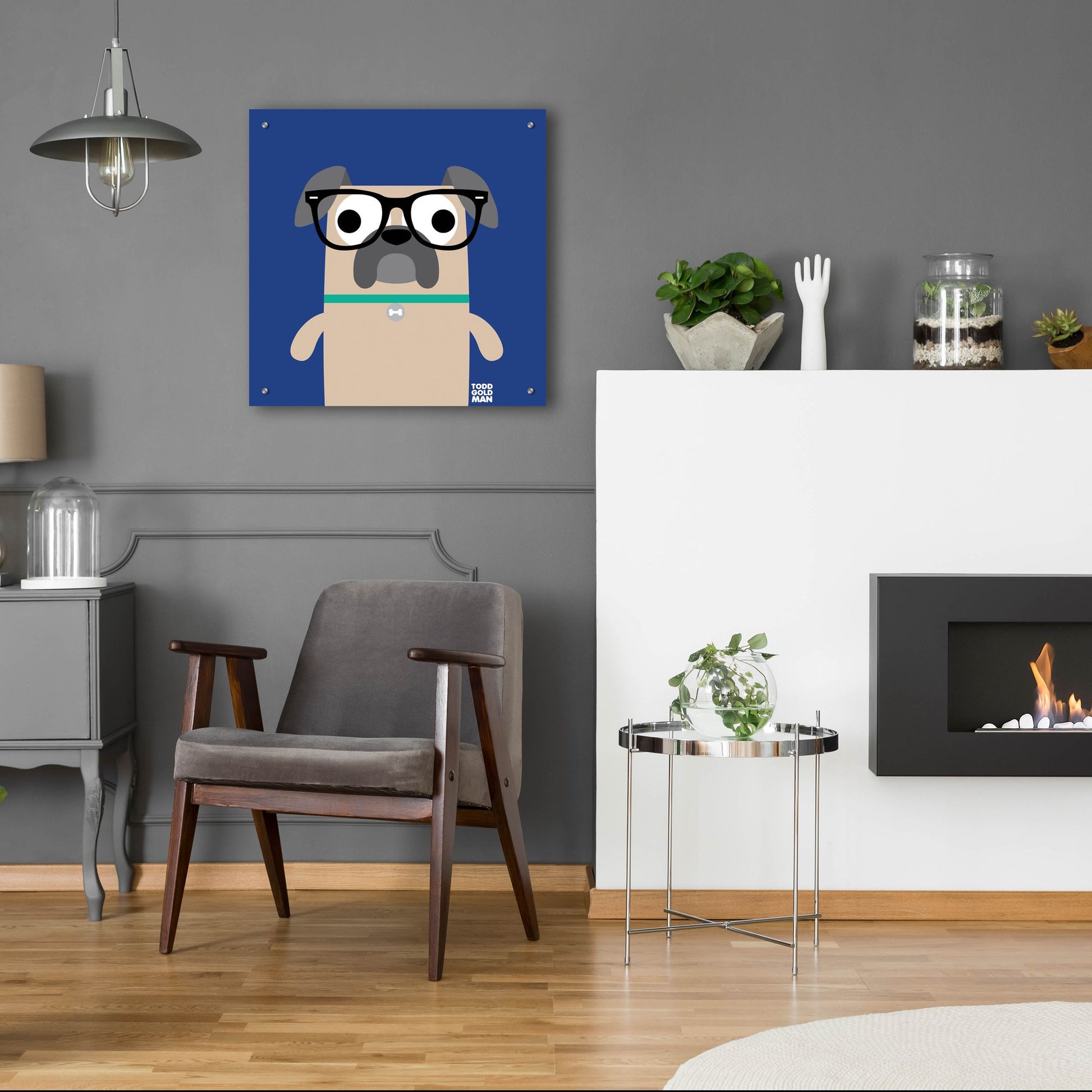 Epic Art 'Bow Wow Pug' by Todd Art, Acrylic Glass Wall Art,24x24