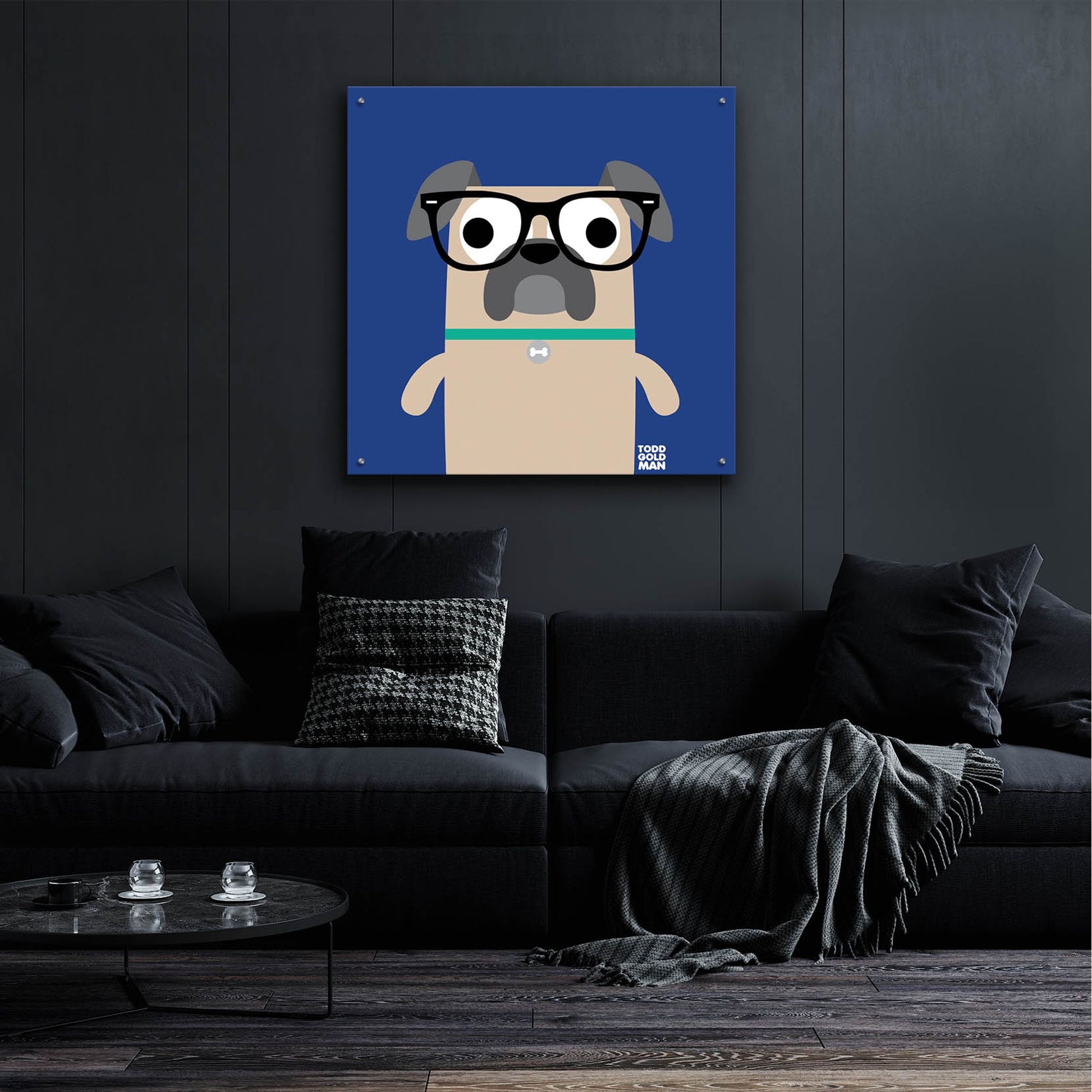 Epic Art 'Bow Wow Pug' by Todd Art, Acrylic Glass Wall Art,36x36