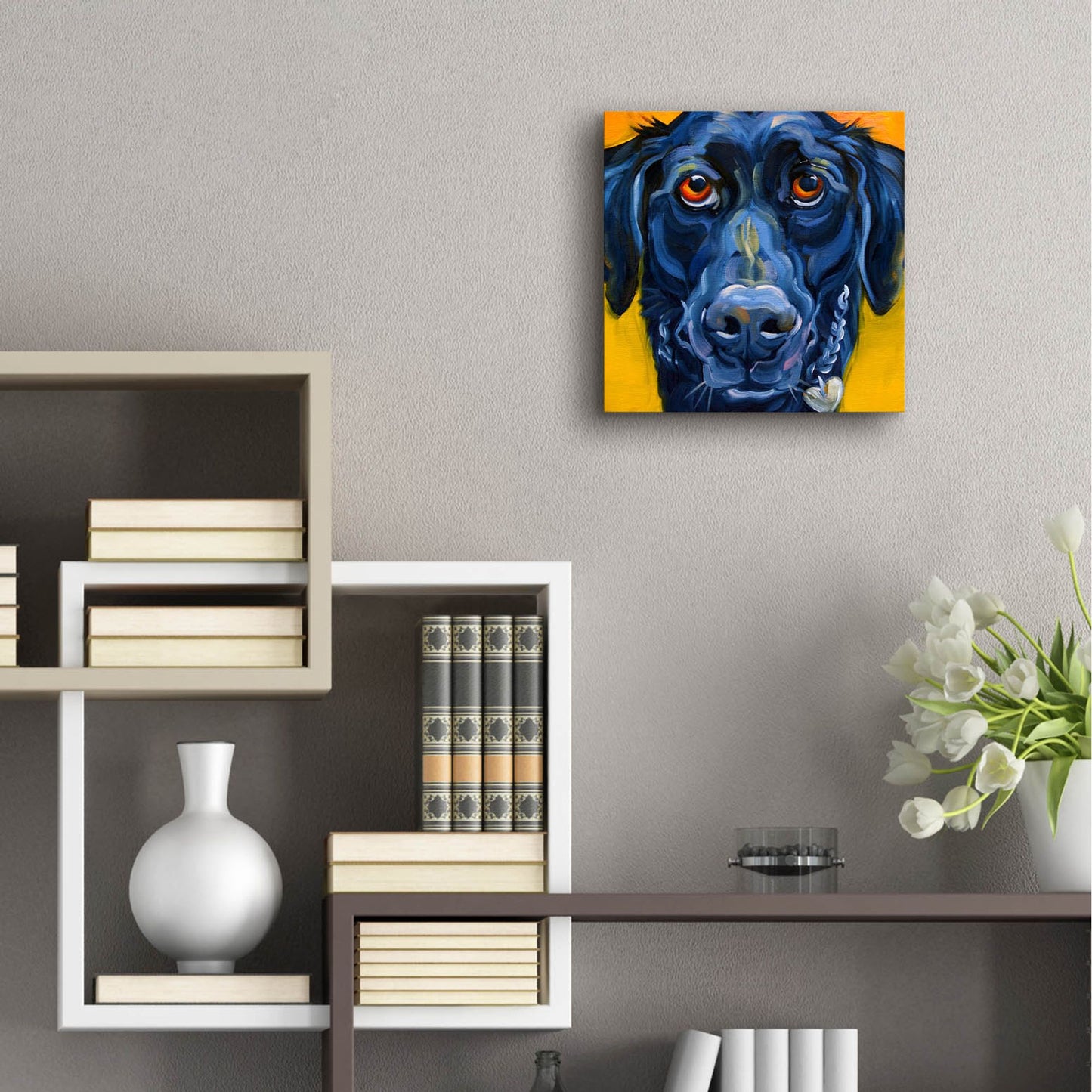 Epic Art 'Black Dog' by CR Townsend, Acrylic Glass Wall Art,12x12