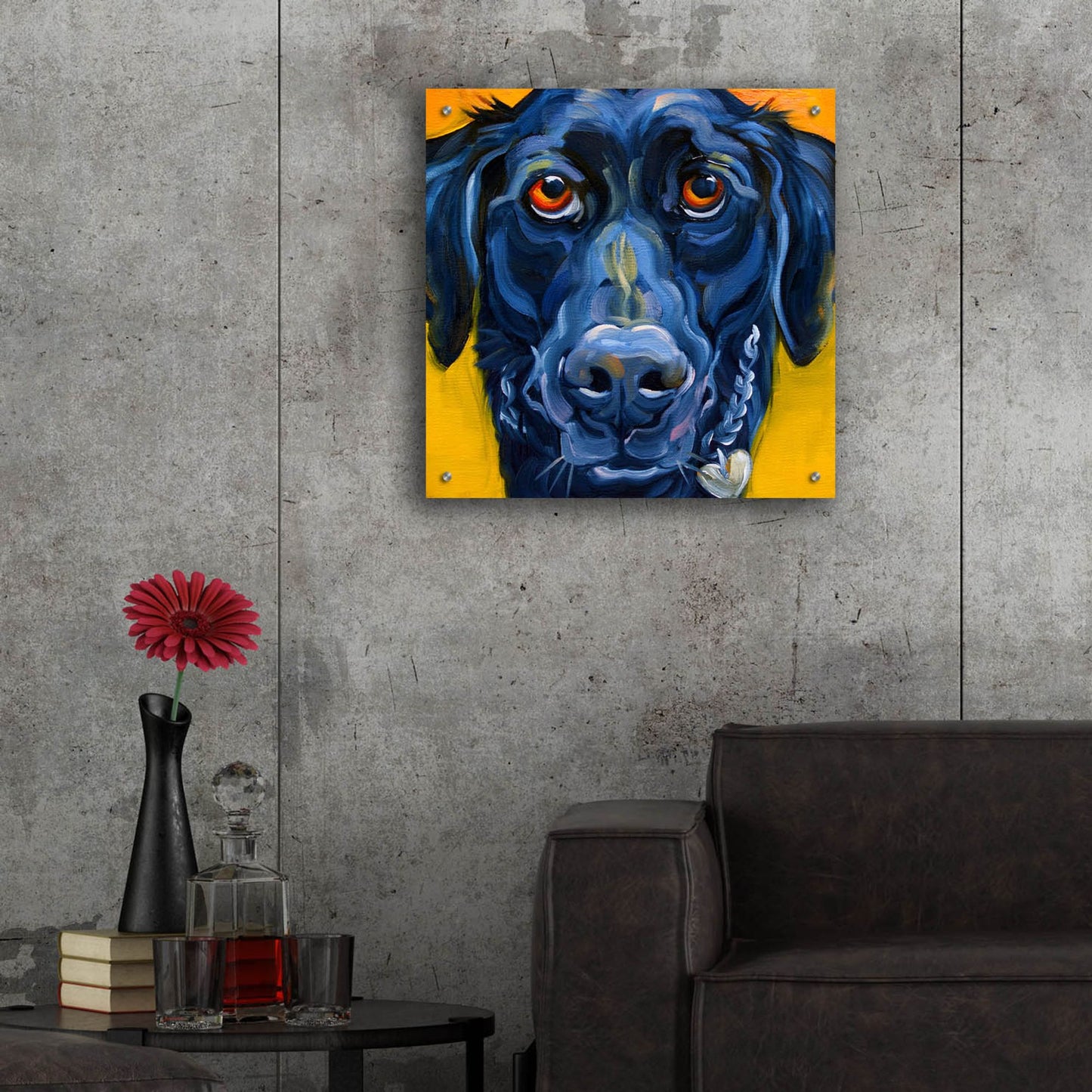 Epic Art 'Black Dog' by CR Townsend, Acrylic Glass Wall Art,24x24