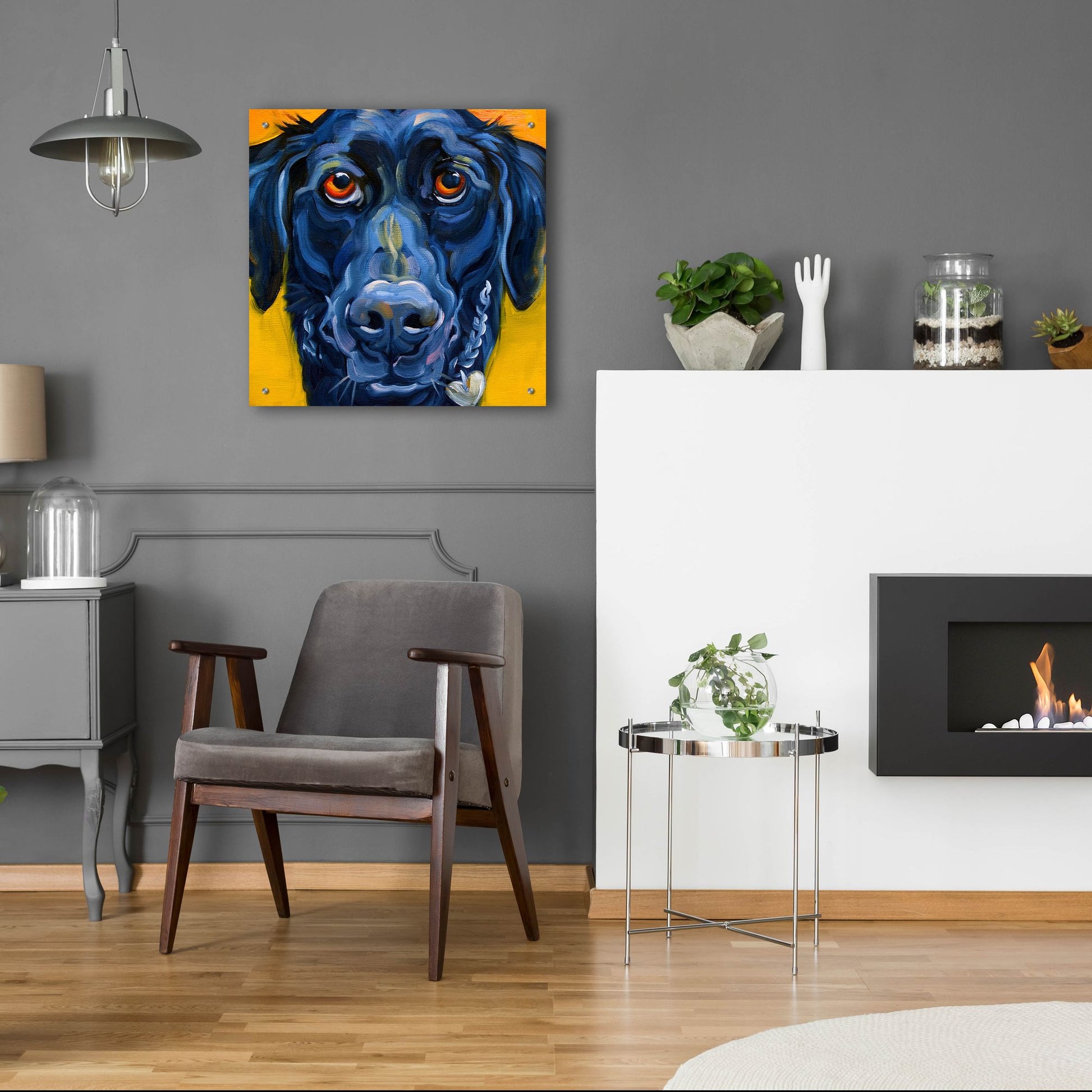 Epic Art 'Black Dog' by CR Townsend, Acrylic Glass Wall Art,24x24