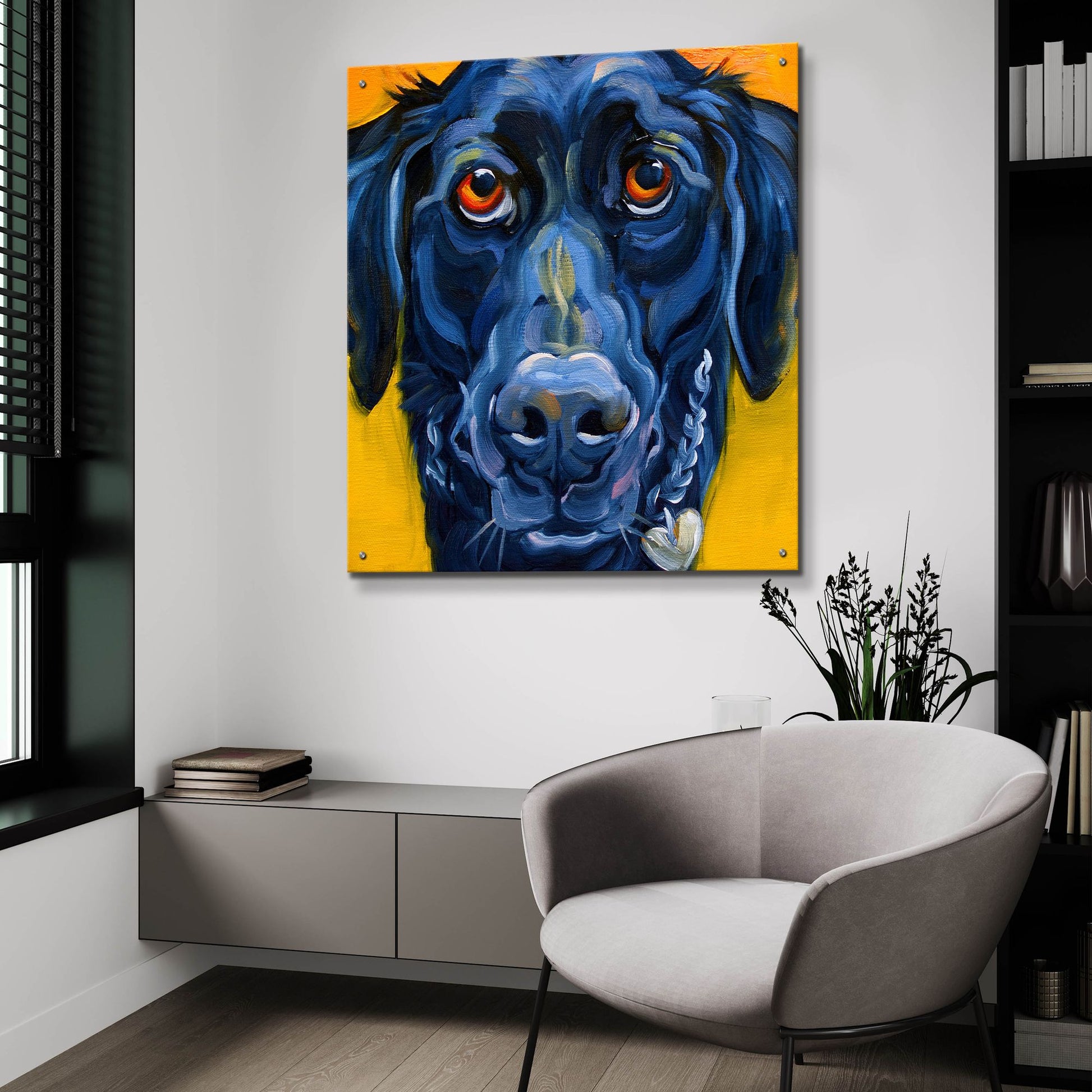 Epic Art 'Black Dog' by CR Townsend, Acrylic Glass Wall Art,36x36