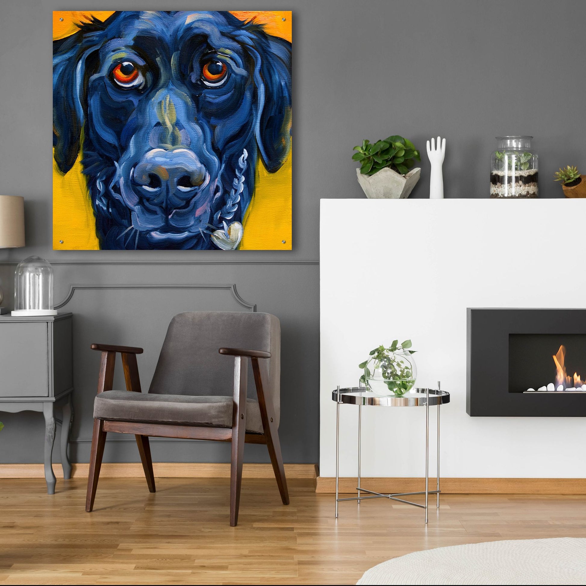 Epic Art 'Black Dog' by CR Townsend, Acrylic Glass Wall Art,36x36